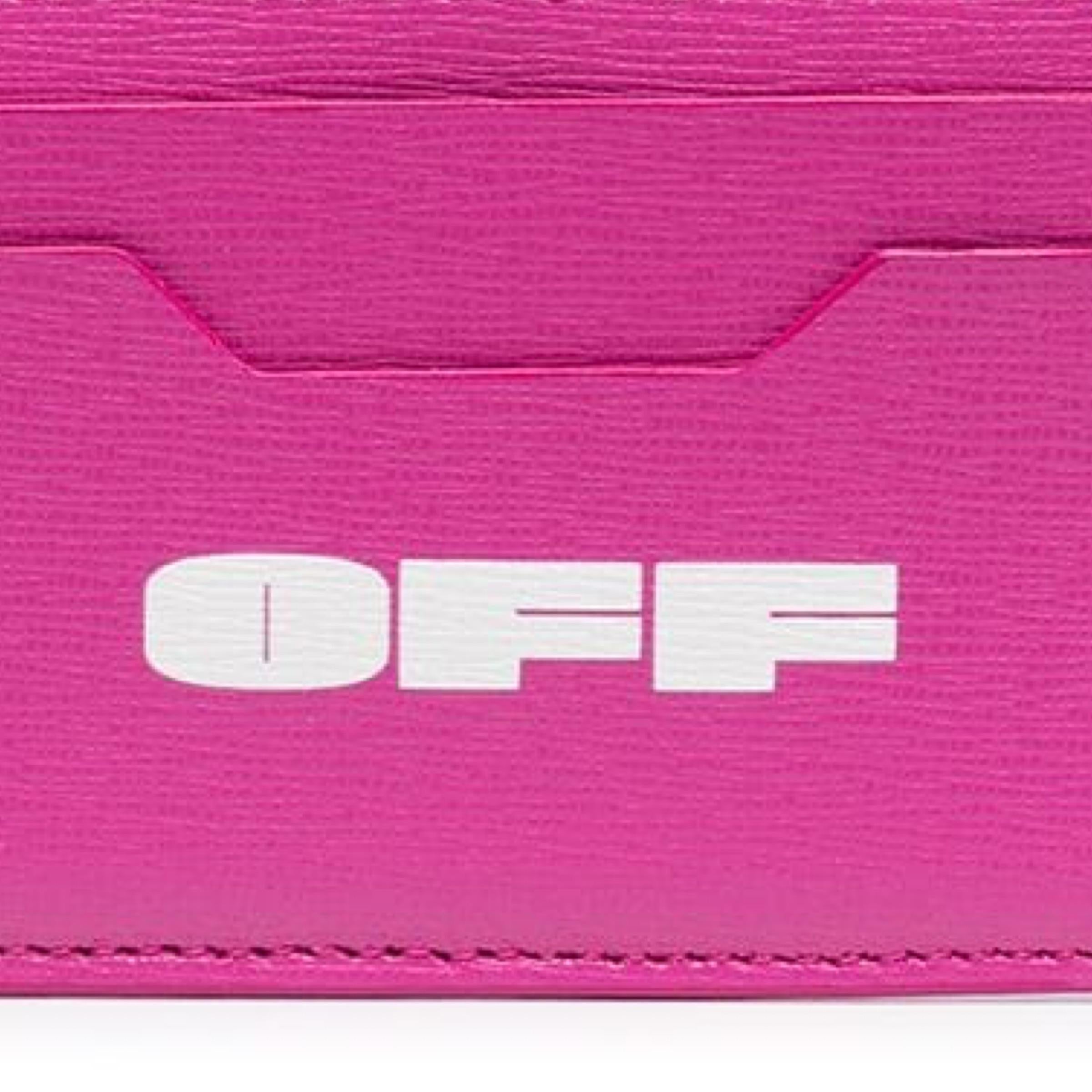NEW Off-White Virgil Abloh Pink OFF Logo Leather Card Holder For Sale 3