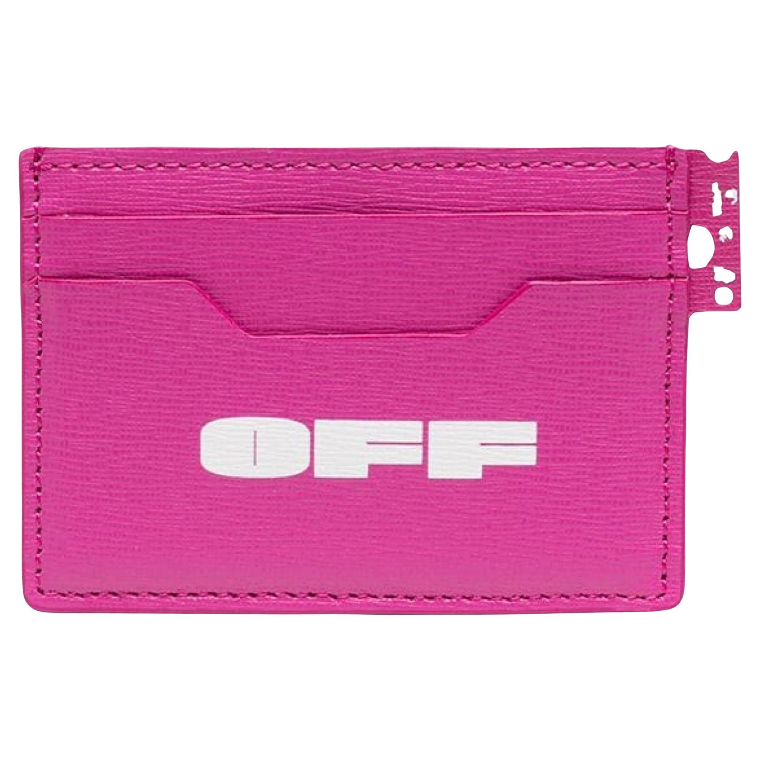 NEW Off-White Virgil Abloh Pink OFF Logo Leather Card Holder For Sale