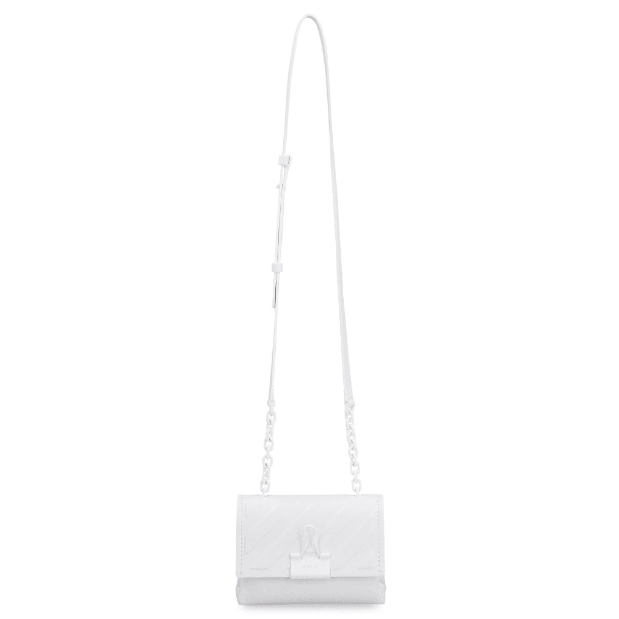 Gray NEW Off-White Virgil Abloh White Diagonal Stripe Leather Crossbody Bag