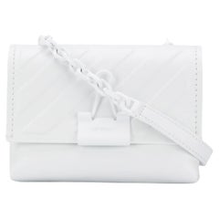 NEW Off-White Virgil Abloh White Diagonal Stripe Leather Crossbody Bag