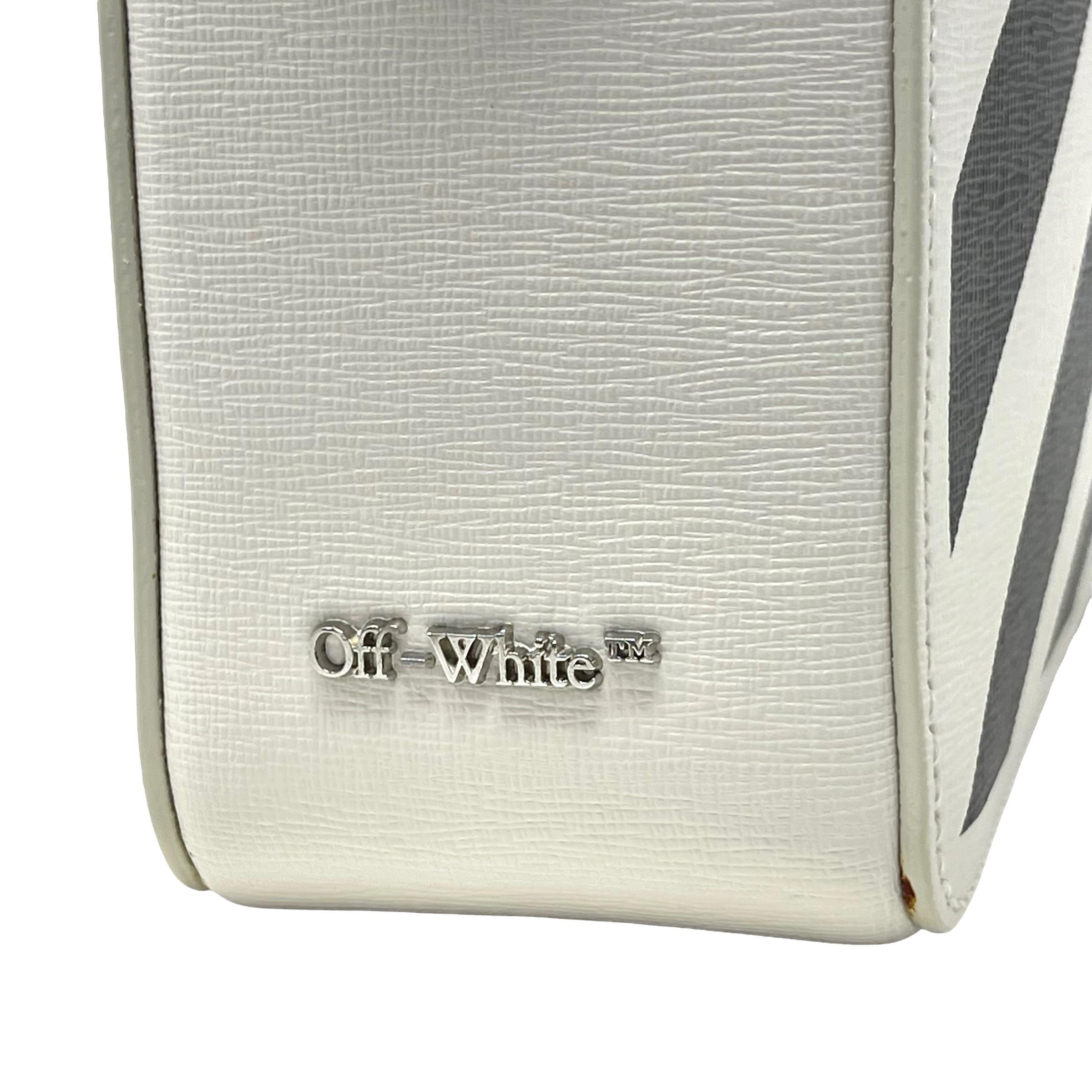NEW Off-White Virgil Abloh White Diagonal Stripes Binder Leather Shoulder Bag For Sale 6