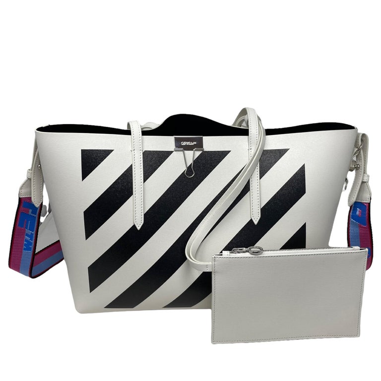 NEW Off-White Virgil Abloh White Diagonal Stripes Binder Leather