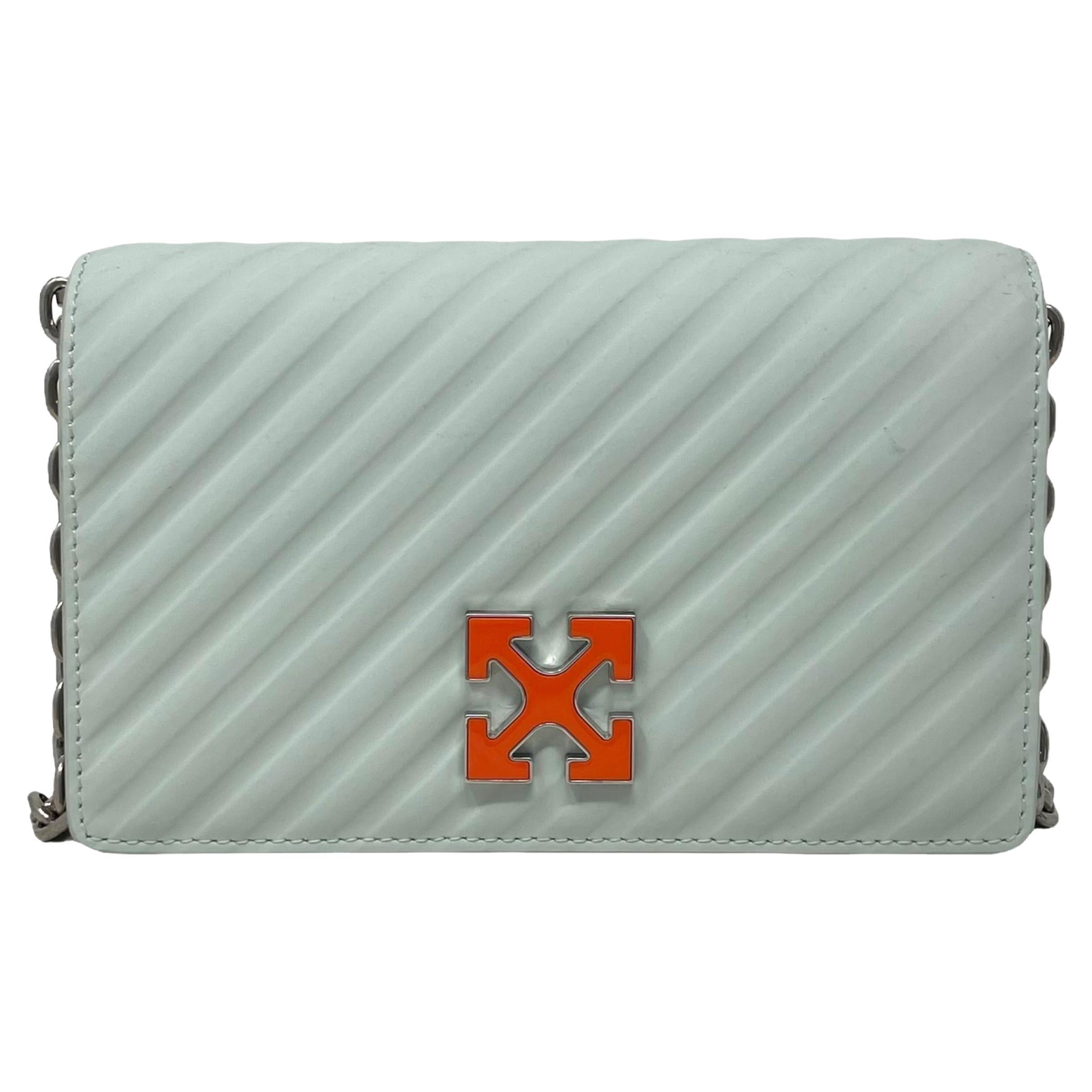 NEU Off-White Virgil Abloh Weiß Jitney 0,5 Arrow Logo Leder Umhängetasche im Angebot