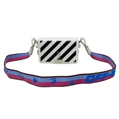 "New Off-White Virgil Abloh White Mini Diagonal Stripes Binder Leather Shoulder 