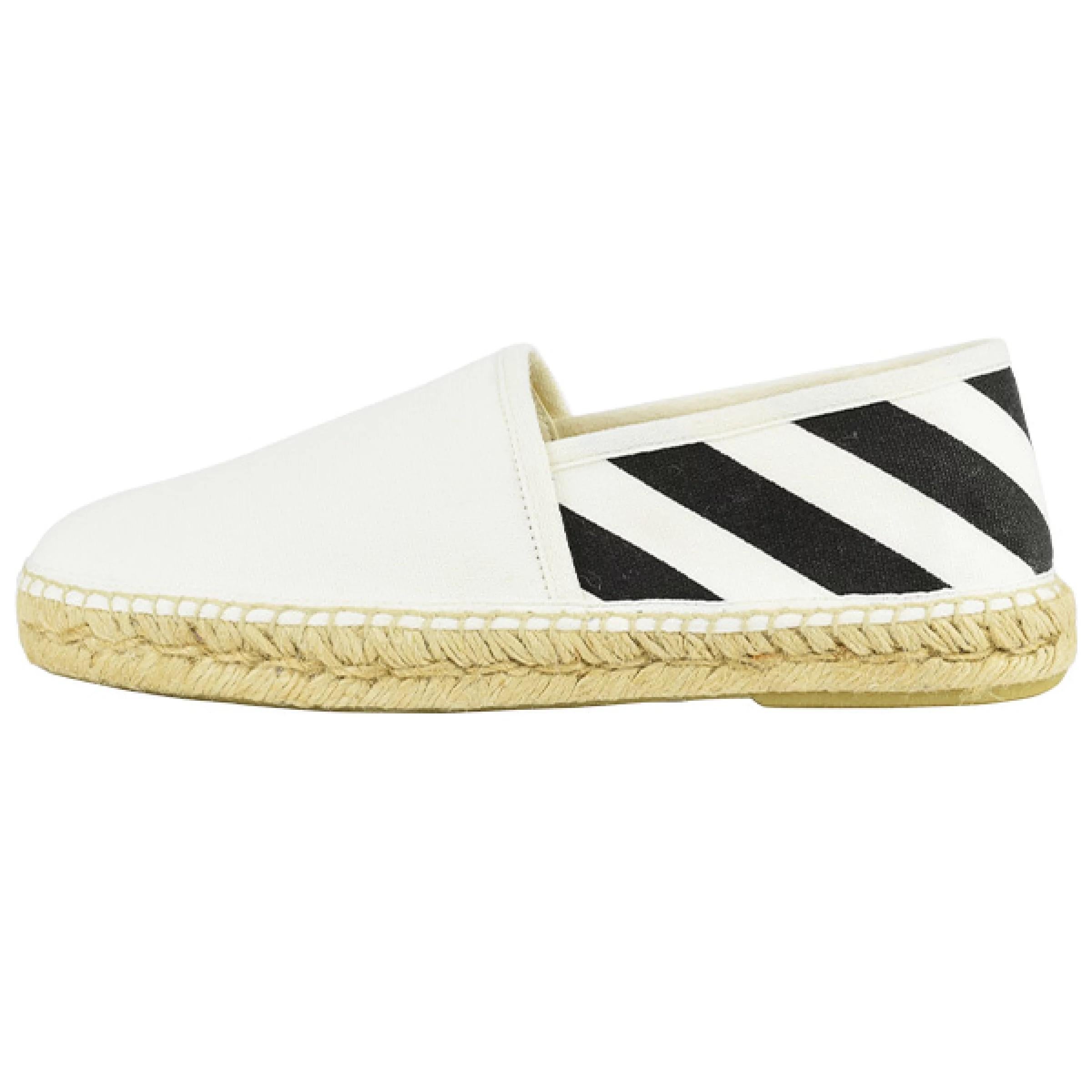 Men's NEW Off-White Virgil Abloh White Striped Espadrilles Shoes For Sale