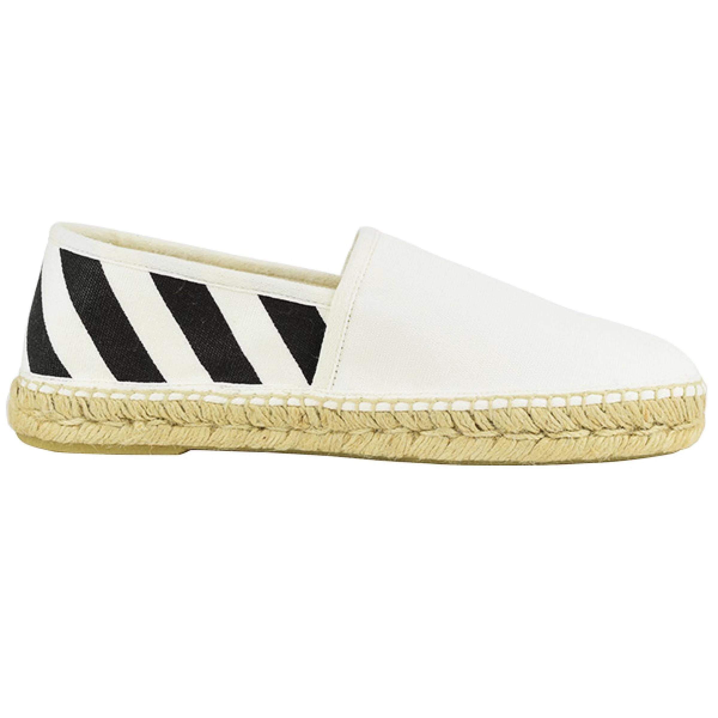 NEW Off-White Virgil Abloh White Striped Espadrilles Shoes For Sale 1