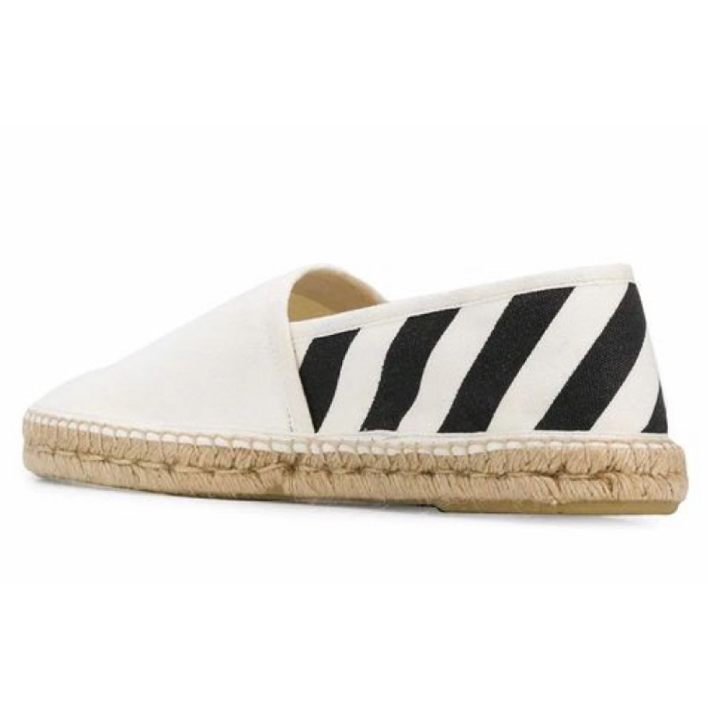 NEW Off-White Virgil Abloh White Striped Espadrilles Shoes For Sale 2
