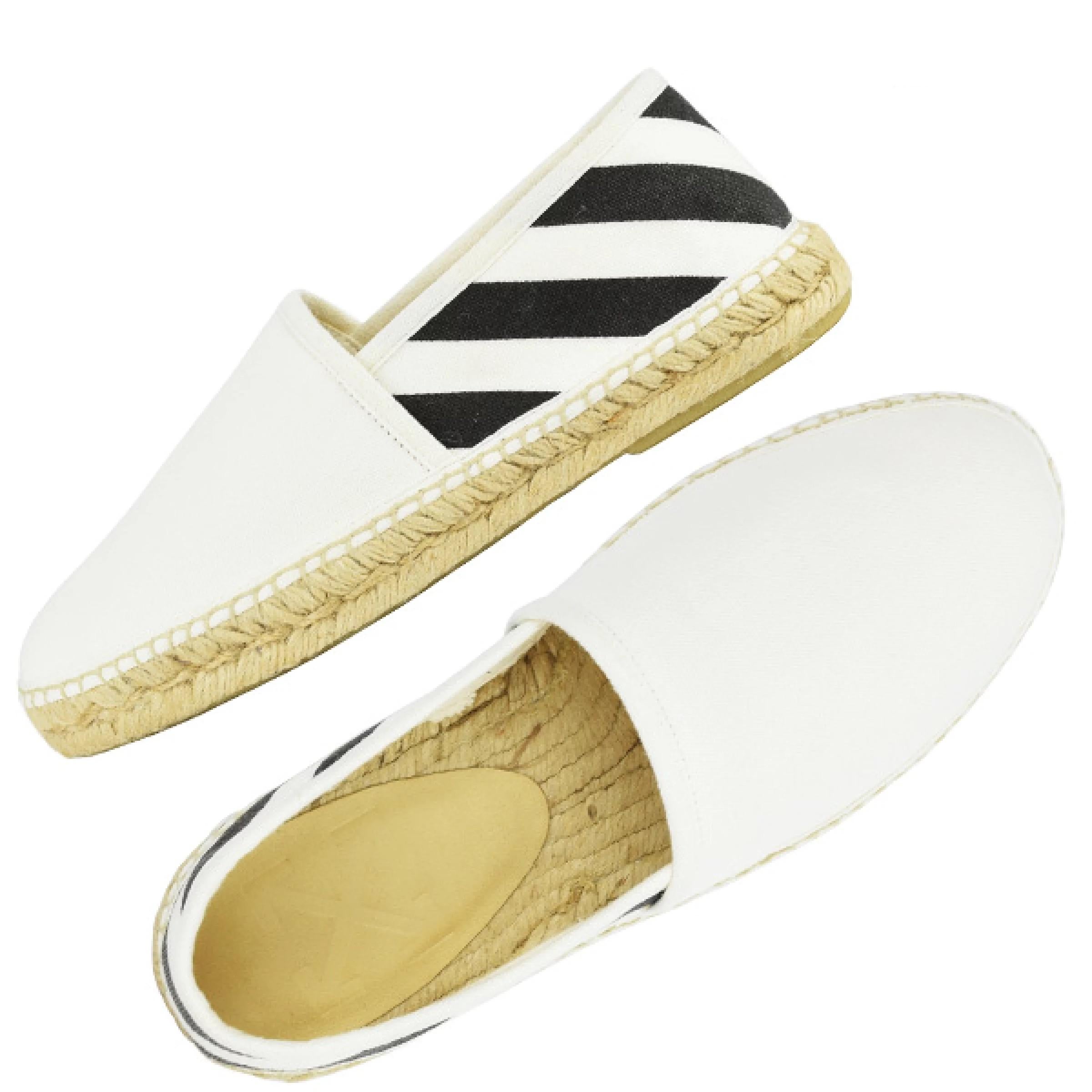 NEW Off-White Virgil Abloh White Striped Espadrilles Shoes For Sale 5