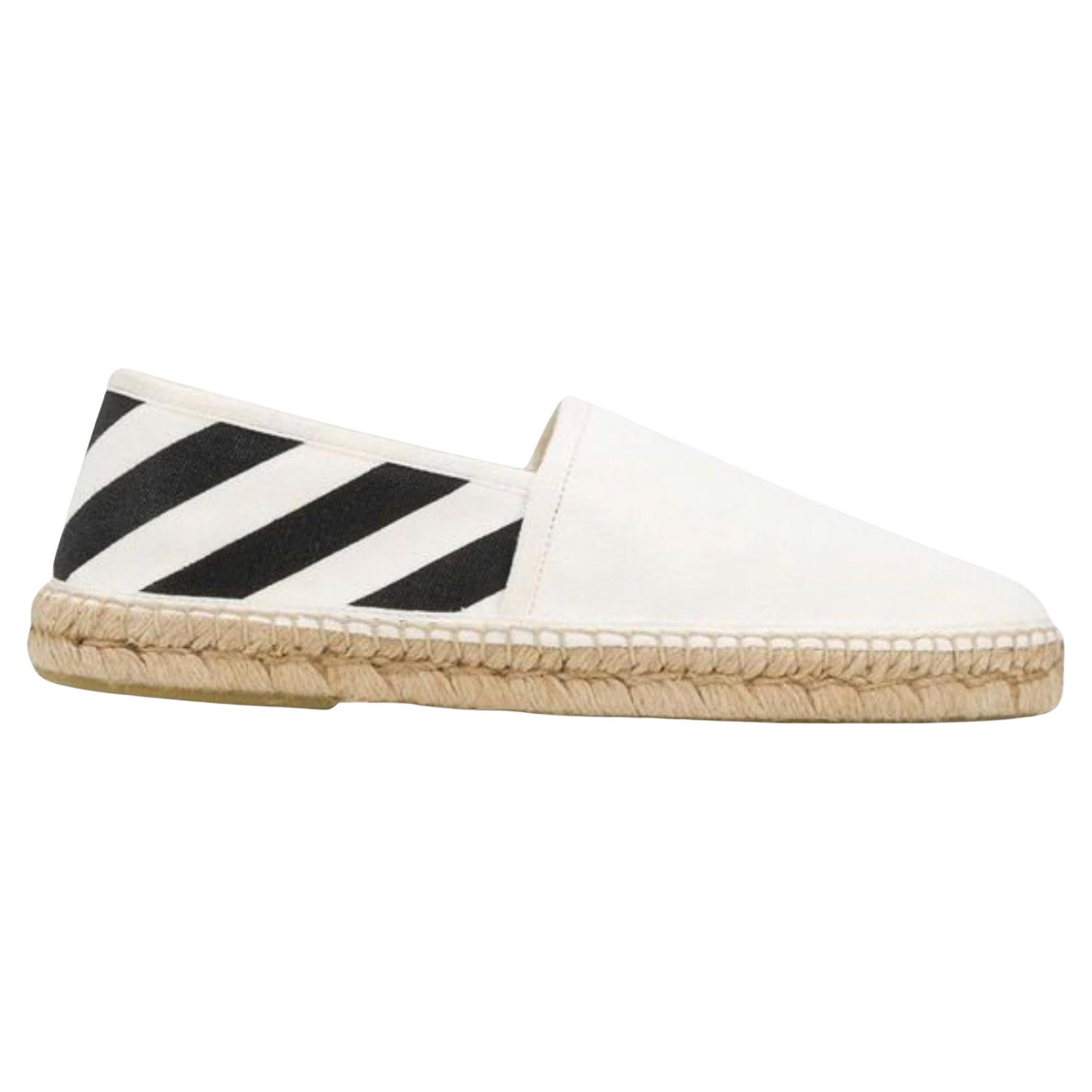 NEW Off-White Virgil Abloh White Striped Espadrilles Shoes For Sale