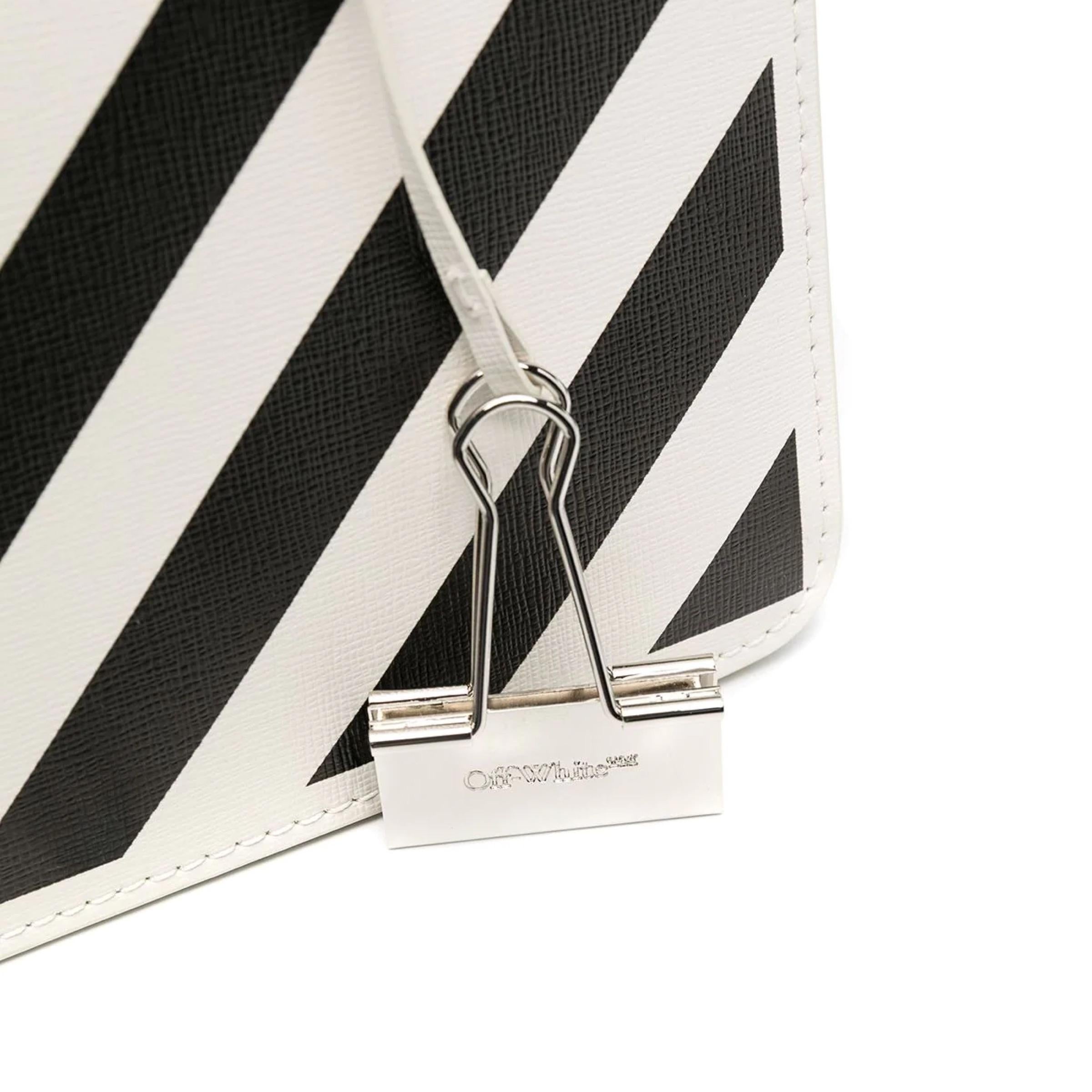 NEW Off-White White Women Stripe Leather Crossbody Shoulder Bag For Sale 4