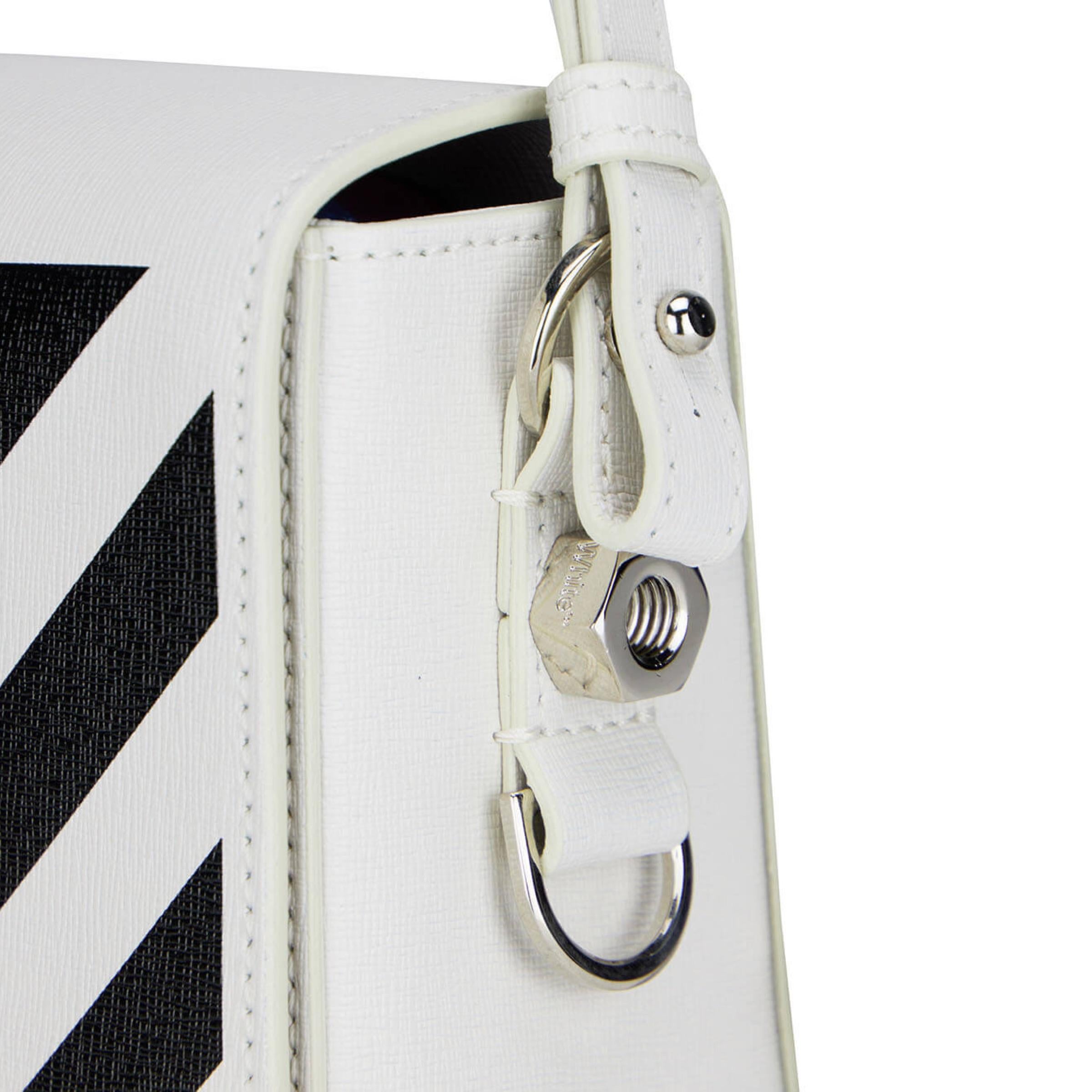NEW Off-White White Women Stripe Leather Crossbody Shoulder Bag For Sale 5