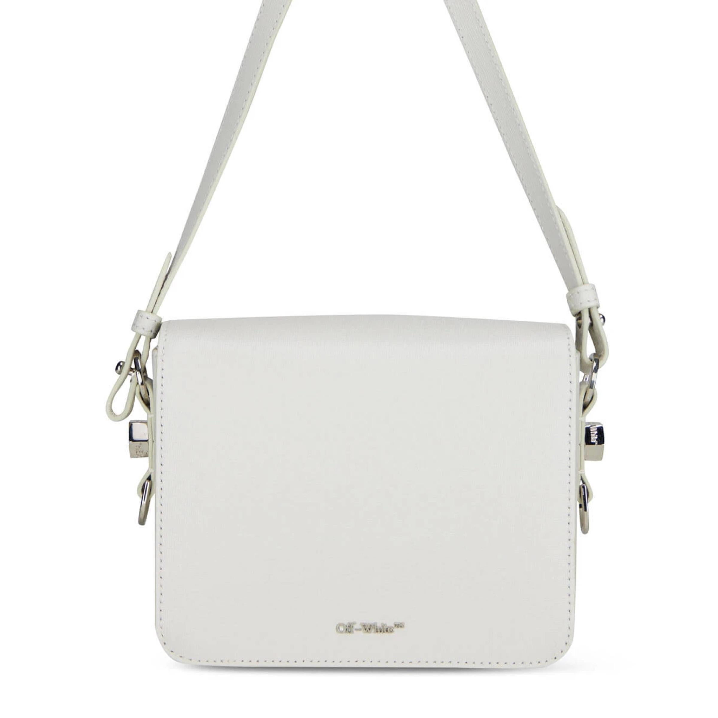 Gray NEW Off-White White Women Stripe Leather Crossbody Shoulder Bag For Sale