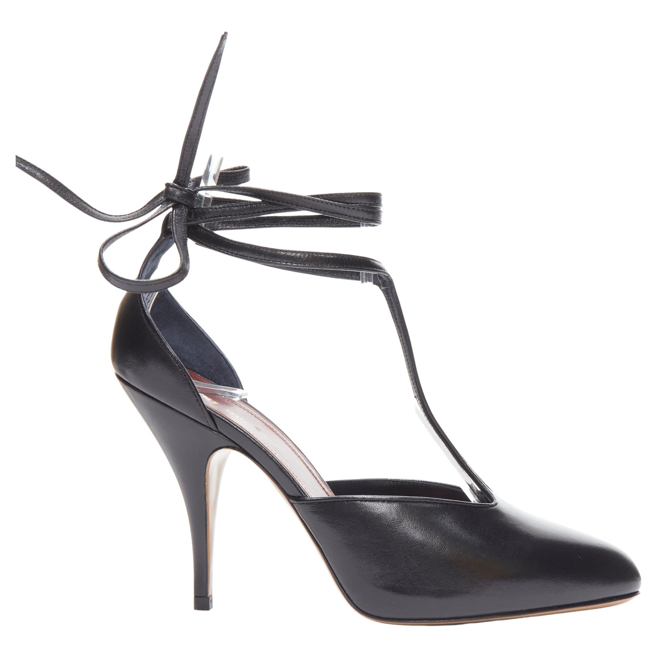 new OLD CELINE 2018 Night Out black wrap around ankle T-strap heels ...
