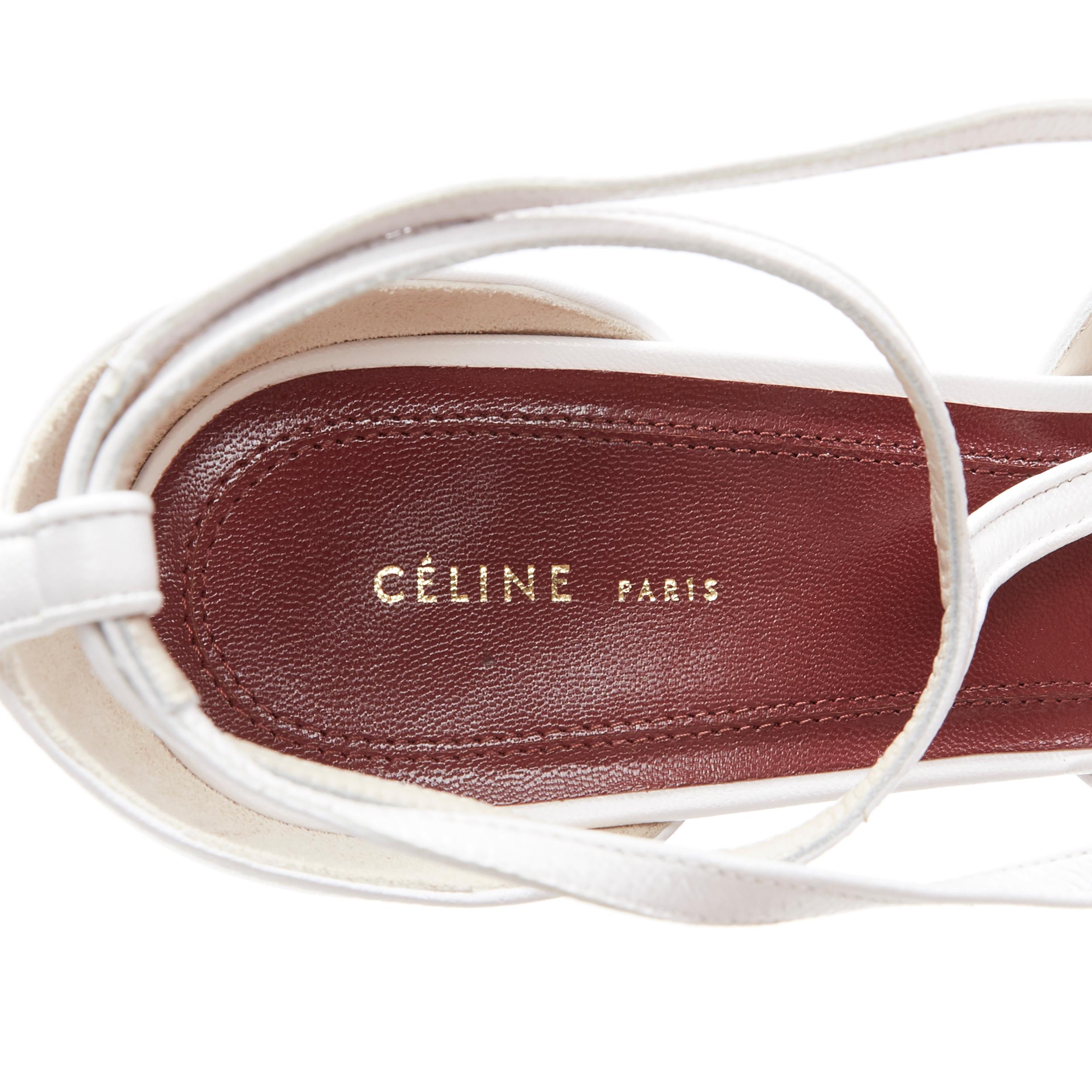 new OLD CELINE 2018 Night Out white wrap around ankle T-strap heel pump EU39 US9 2