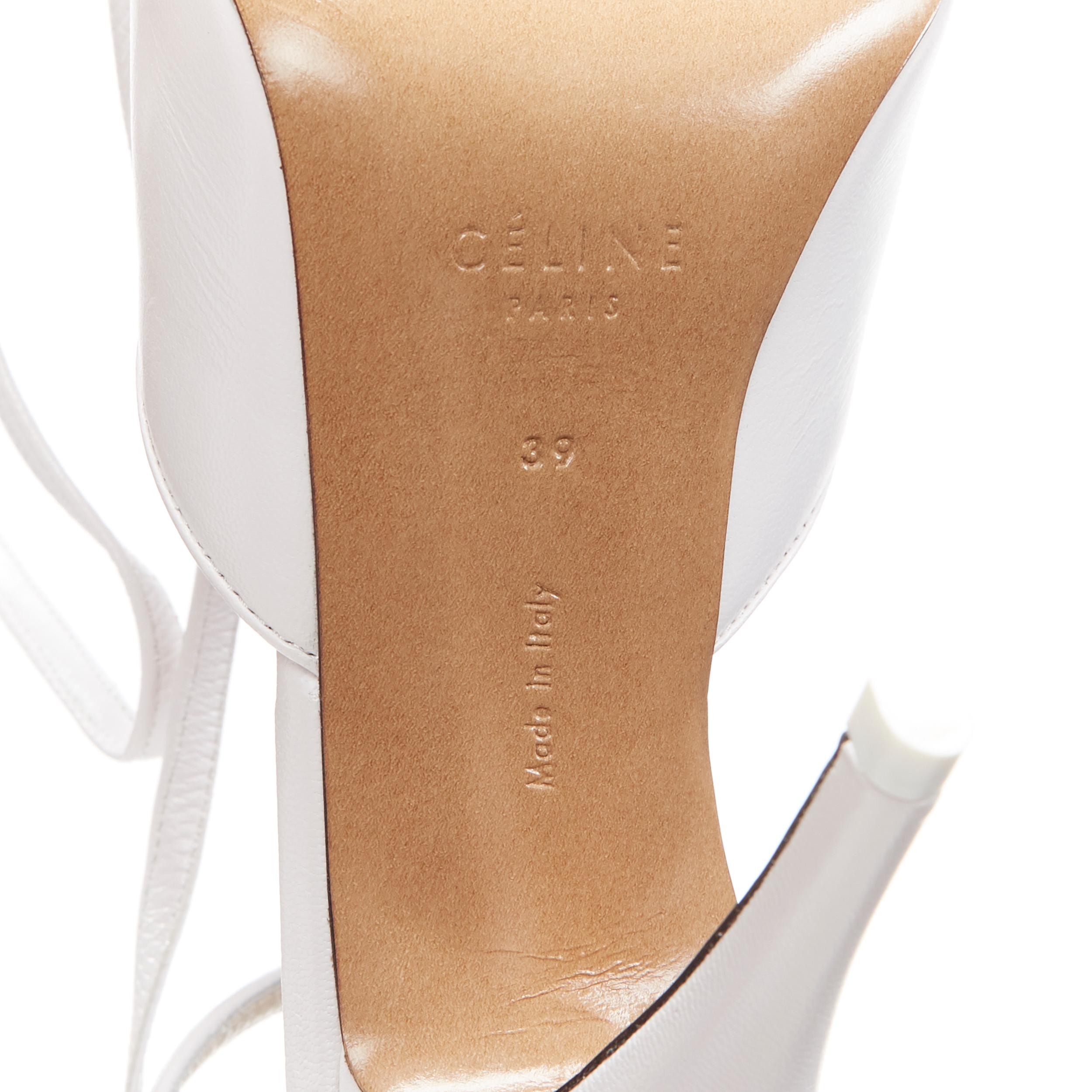 new OLD CELINE 2018 Night Out white wrap around ankle T-strap heel pump EU39 US9 3