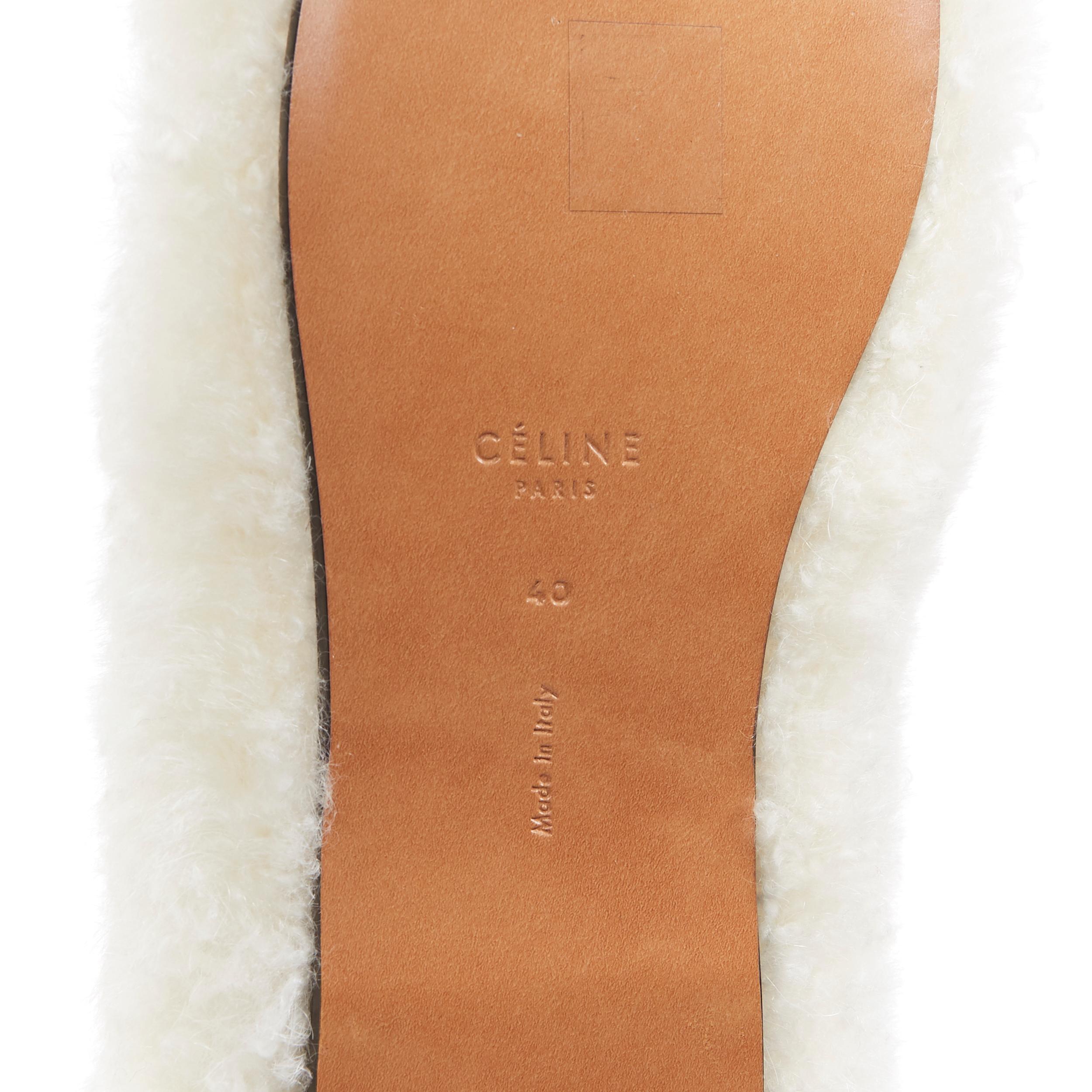 new OLD CELINE Cosy Slipper Goat Fur shearling round toe flat slipper shoes EU40 2
