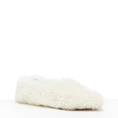 new OLD CELINE Cosy Slipper Goat Fur shearling round toe flat slipper shoes EU40