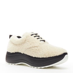 new OLD CELINE Delivery goat shearling black rubber platform sneaker shoes EU39