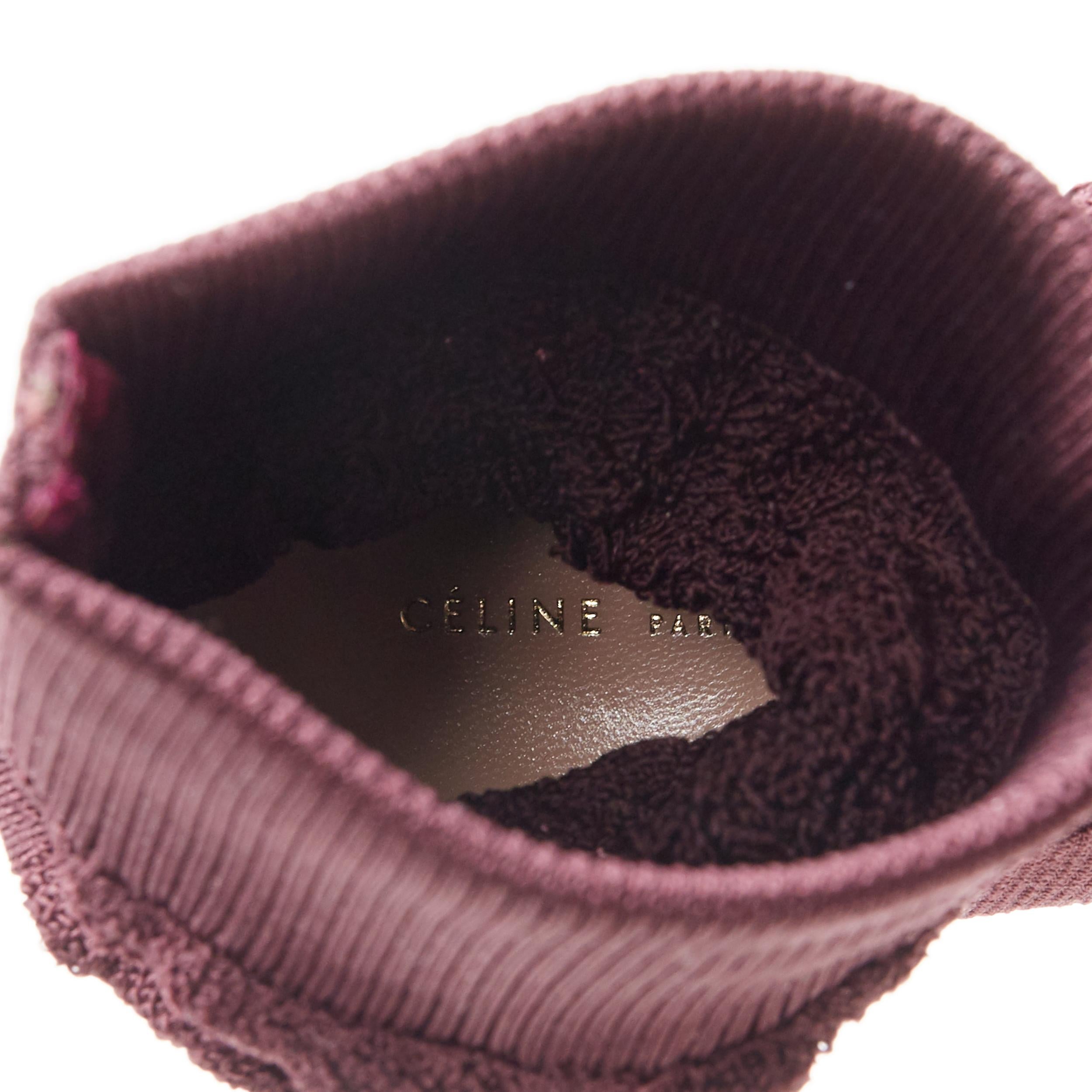 new OLD CELINE Glove Bootie burgundy textured sock knit square toe boots EU40 For Sale 2
