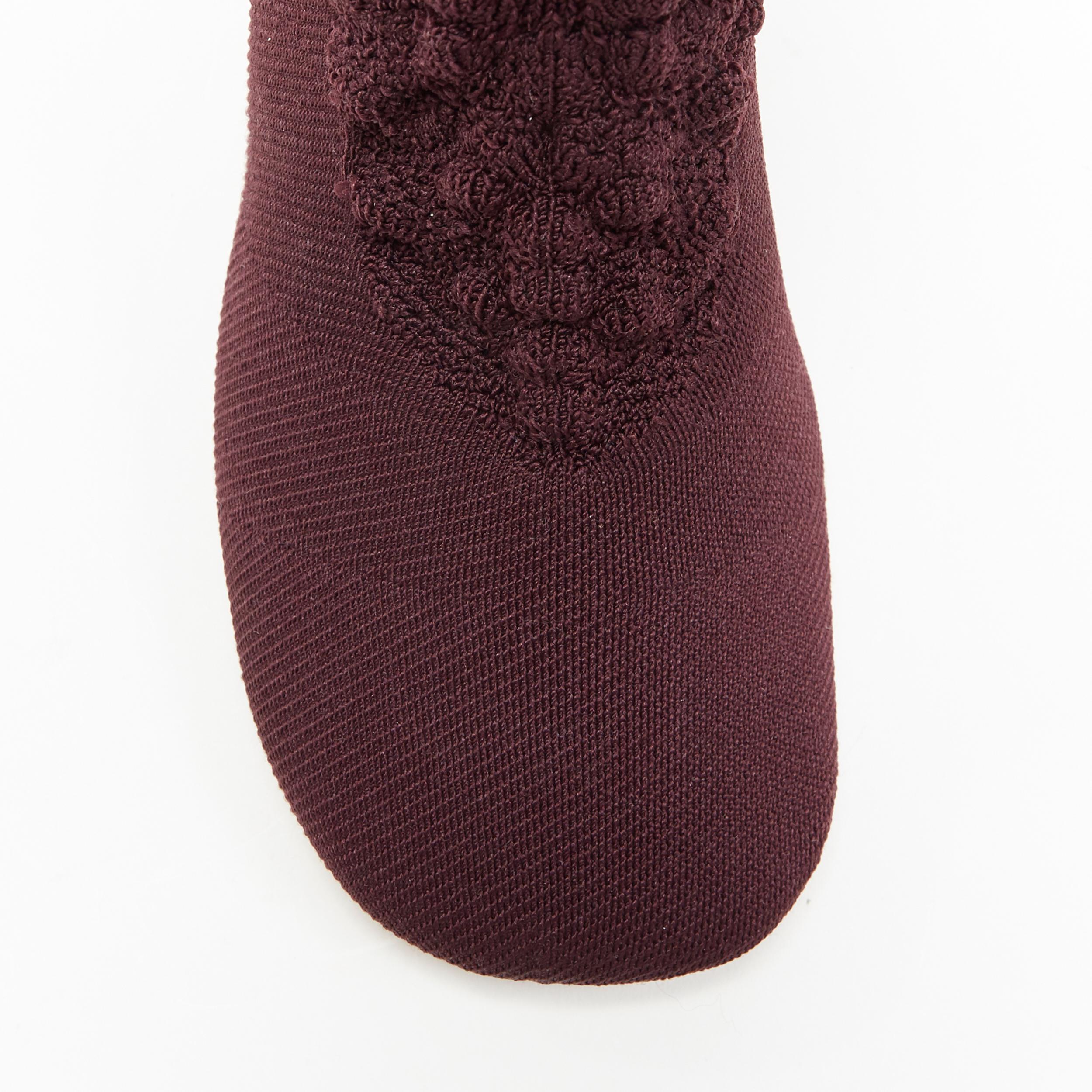 new OLD CELINE Glove Bootie burgundy textured sock knit square toe boots EU40 In New Condition For Sale In Hong Kong, NT