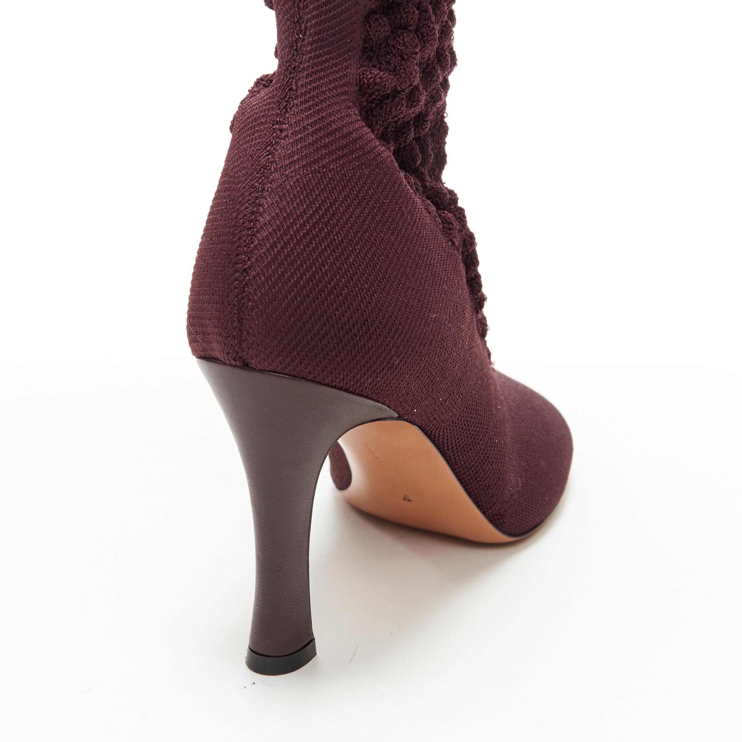 new OLD CELINE Glove Bootie burgundy textured sock knit square toe boots EU40 For Sale 1