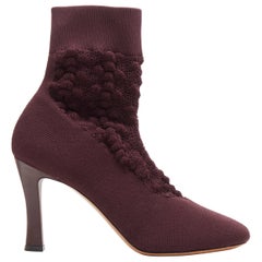 new OLD CELINE Glove Bootie burgundy textured sock knit square toe boots EU40