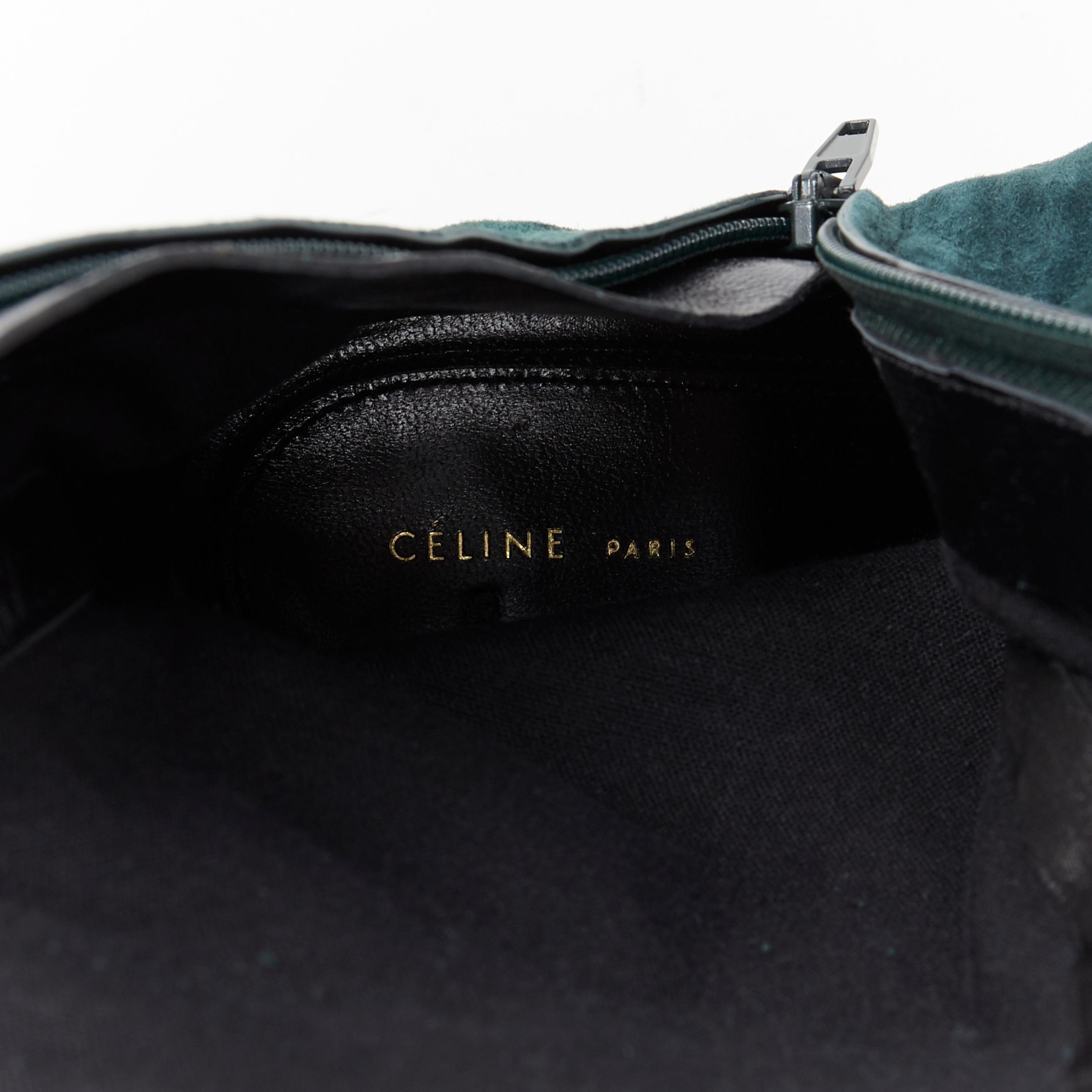 new OLD CELINE Madame Flare forest green stretch suede square toe bootie EU40 2