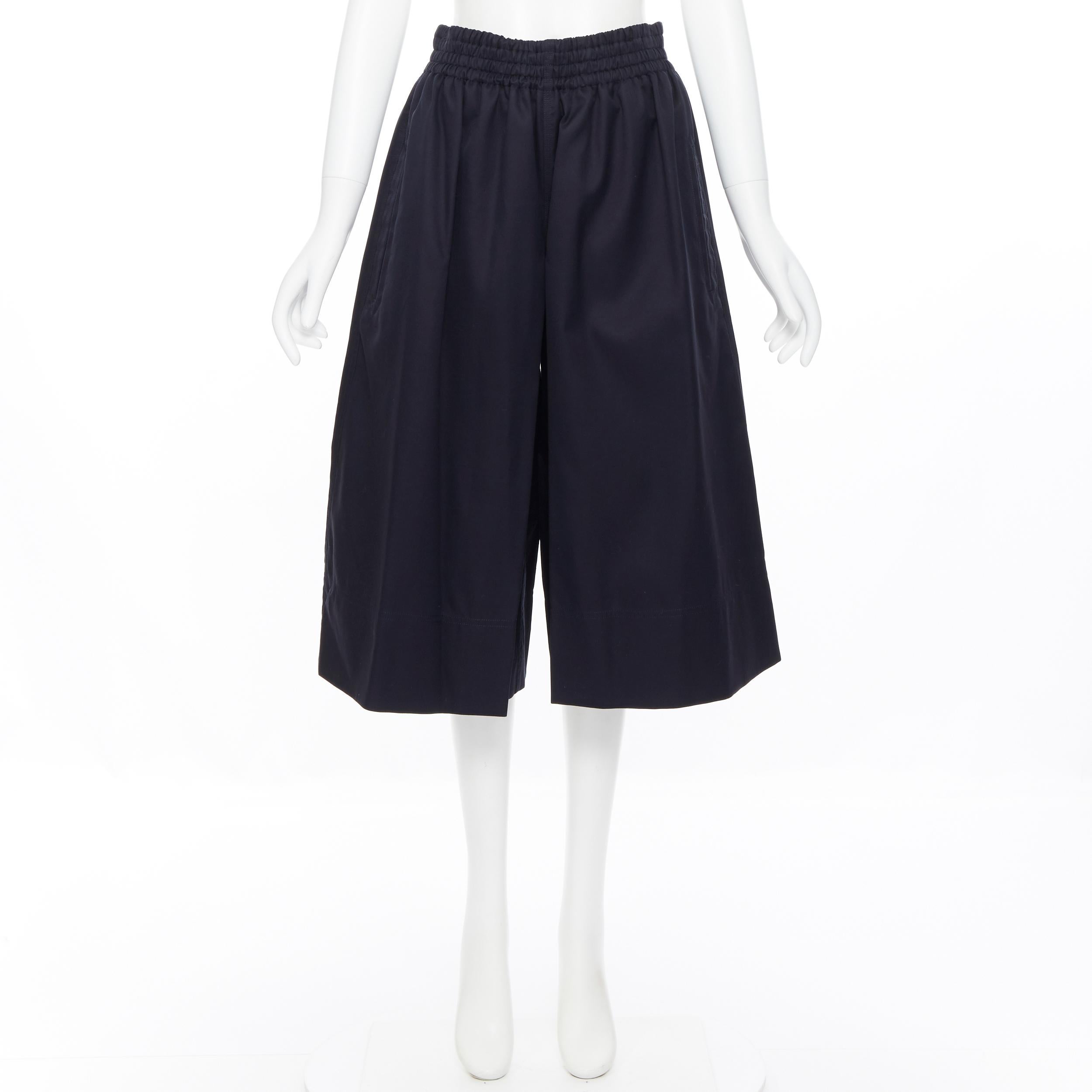 Neu OLD CELINE PHOEBE PHILO 100% Baumwolle marineblaue Culotte-Shorts mit weitem Bein FR34 XS (Schwarz)