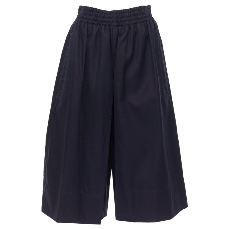 new OLD CELINE PHOEBE PHILO 100% cotton navy wide leg culotte shorts ...