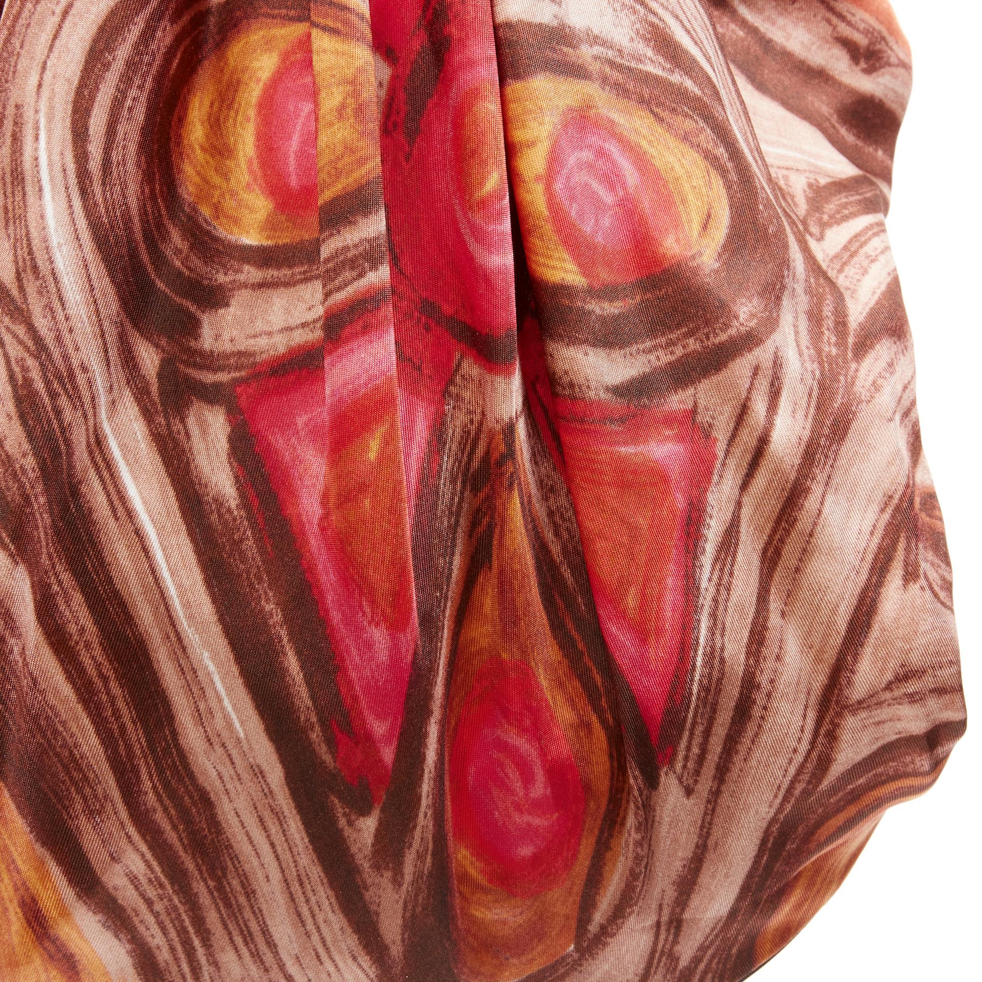 new OLD CELINE Phoebe Philo pink abstract print silk scarf brown leather bag 4