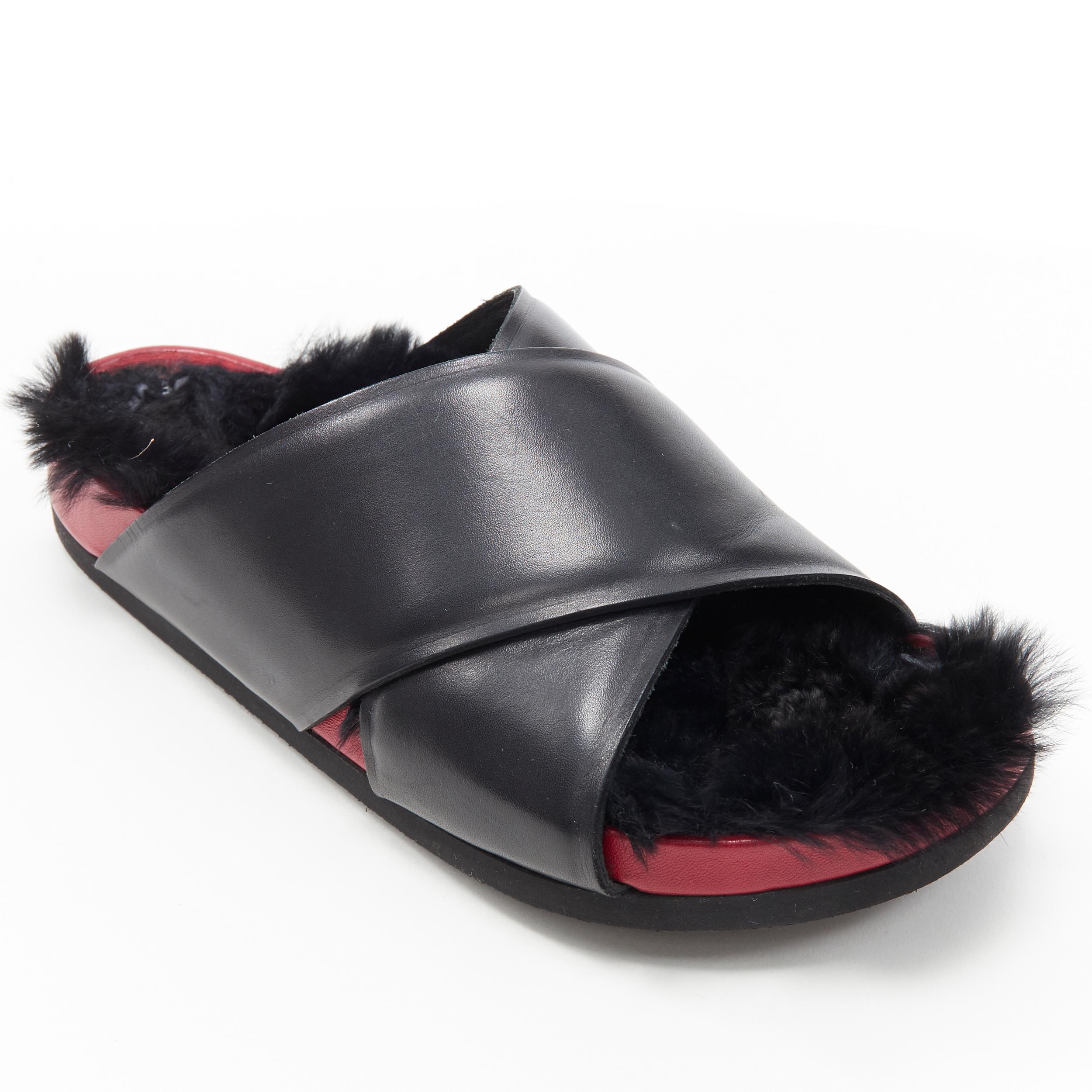 Women's new OLD CELINE PHOEBE PHILO red white leather Twist Boxy slides sandals EU37