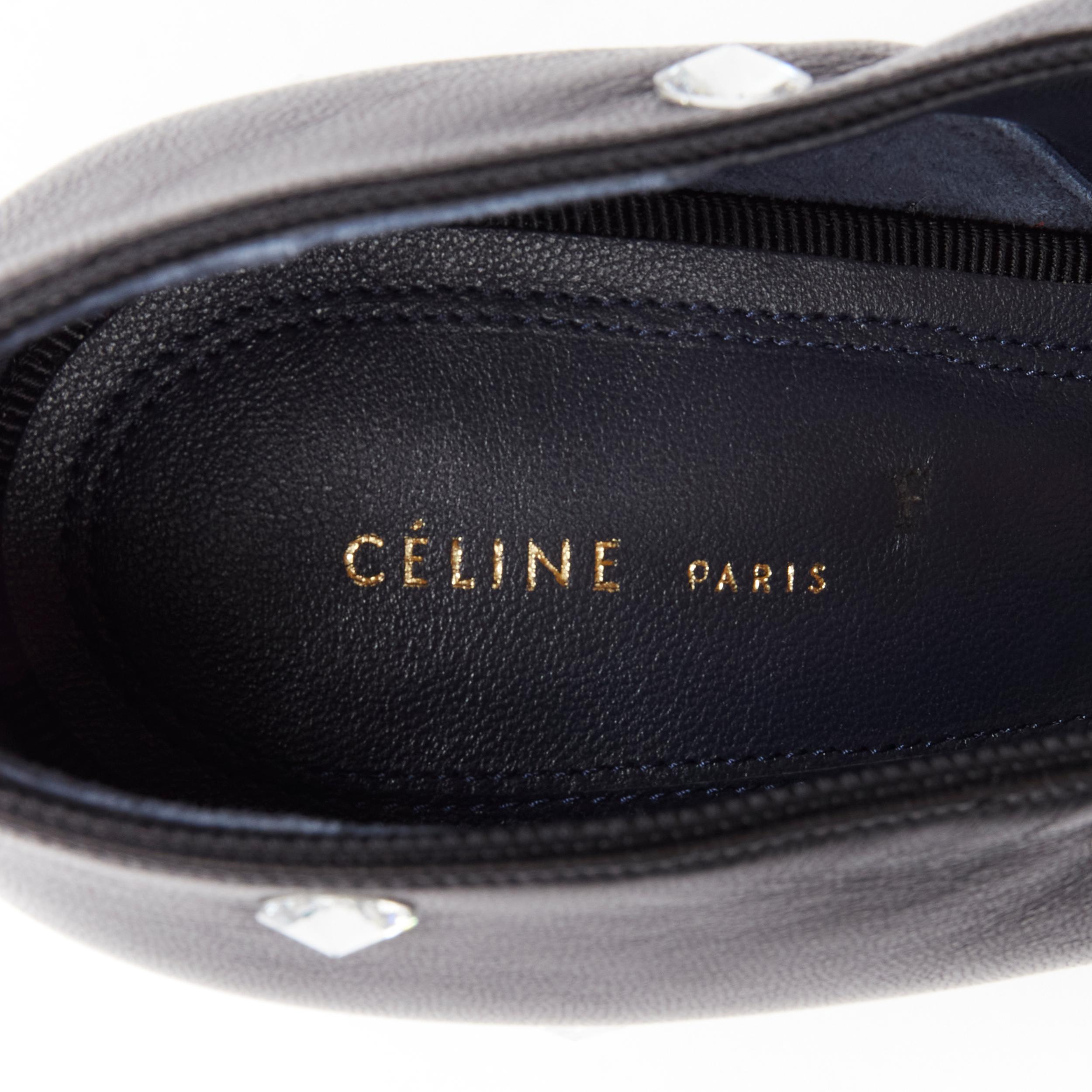 new OLD CELINE Phoebe Philo V Neck Pump 90 black crystal strass stud heel EU39 3