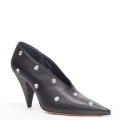new OLD CELINE Phoebe Philo V Neck Pump 90 black crystal strass stud heel EU39