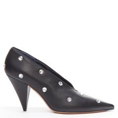 new OLD CELINE Phoebe Philo V Neck Pump 90 black crystal strass stud heel EU39
