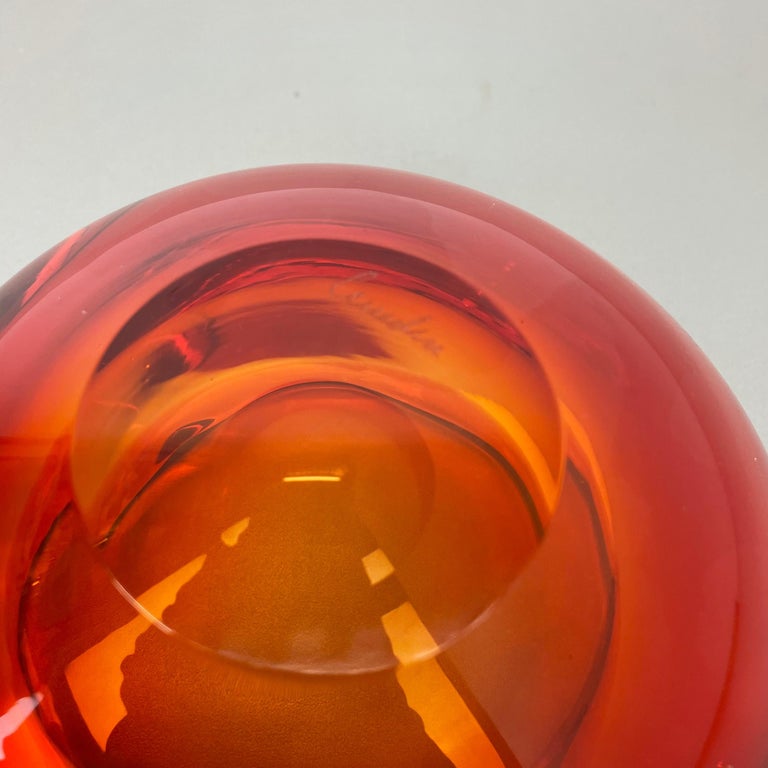 New Old Stock 1.3kg Red Murano Sommerso Glass Shell Bowl by Cenedese Vetri 1960s For Sale 9
