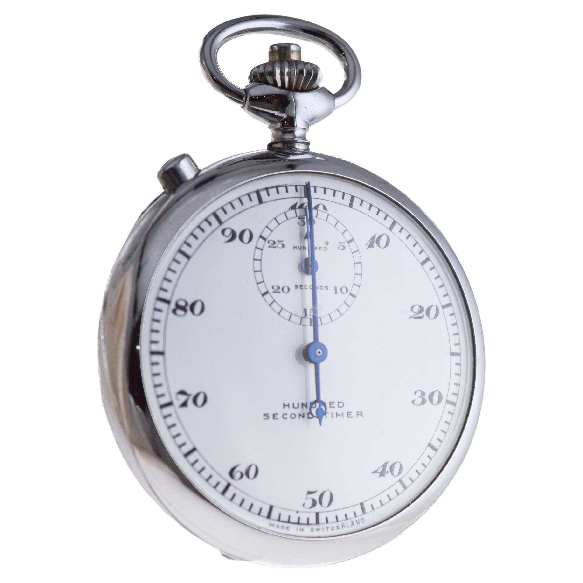 Art déco New Old Stock 1940 Enamel Dial Chronograph Timer for Horse Racing