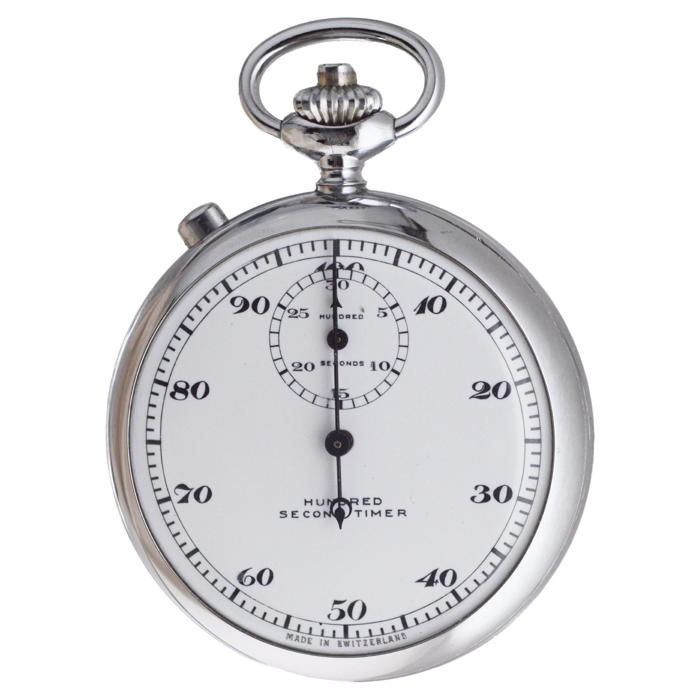 New Old Stock 1940 Enamel Dial Chronograph Timer for Horse Racing 1