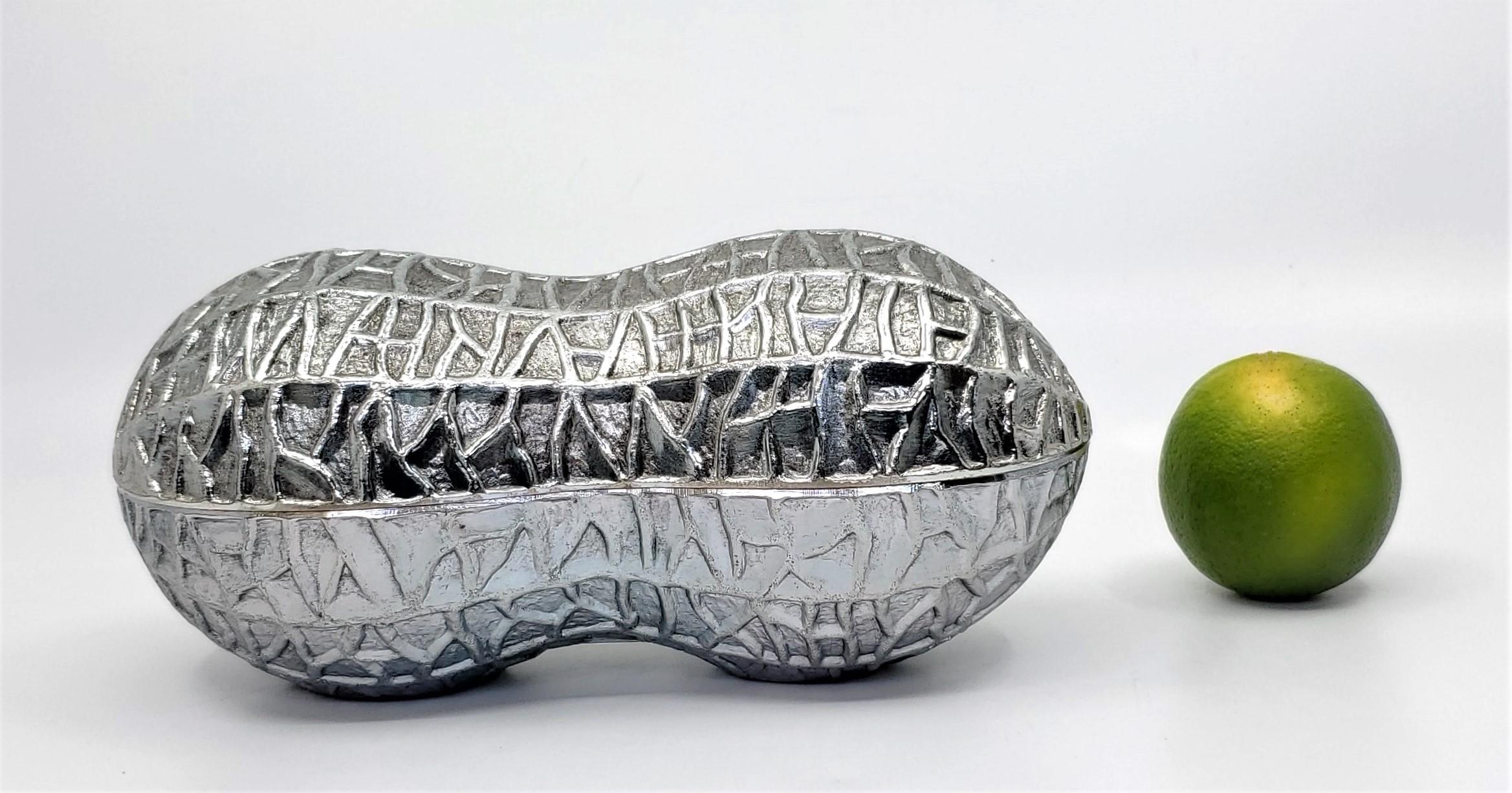 New Old Stock 1970s Silver Plate Peanut Box With Gold Tone Interior For Sale 3