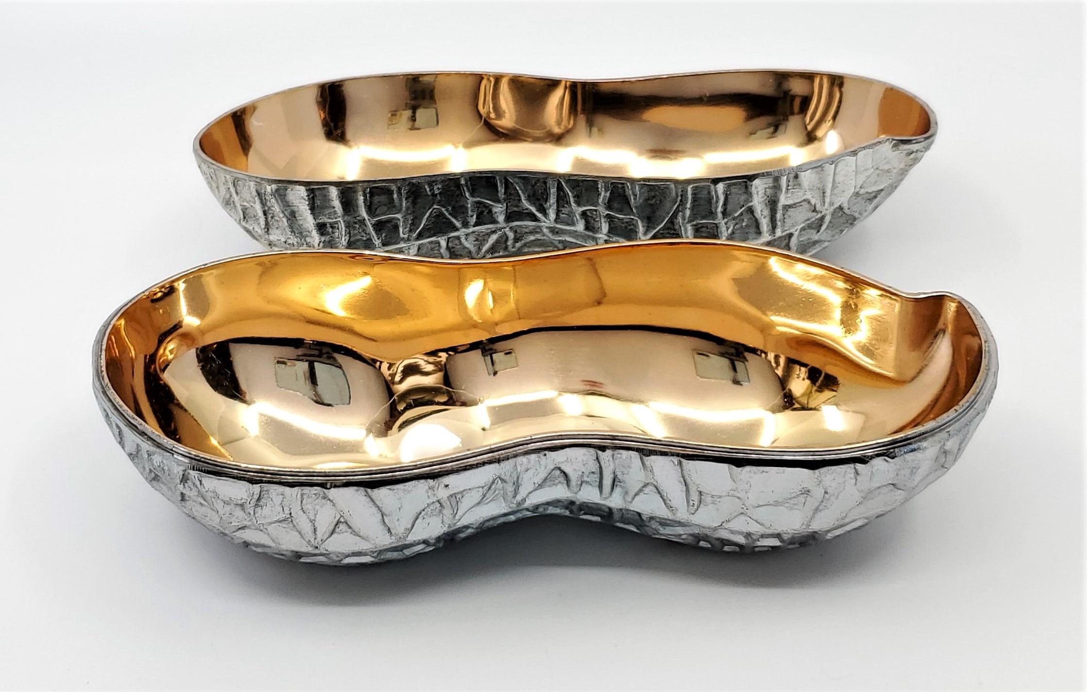 Late 20th Century New Old Stock 1970s Silver Plate Peanut Box With Gold Tone Interior For Sale