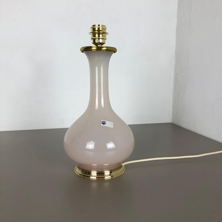 Italian New Old Stock, Opaline Murano Glass Table Light by Cenedese Vetri, Italy 1960 For Sale