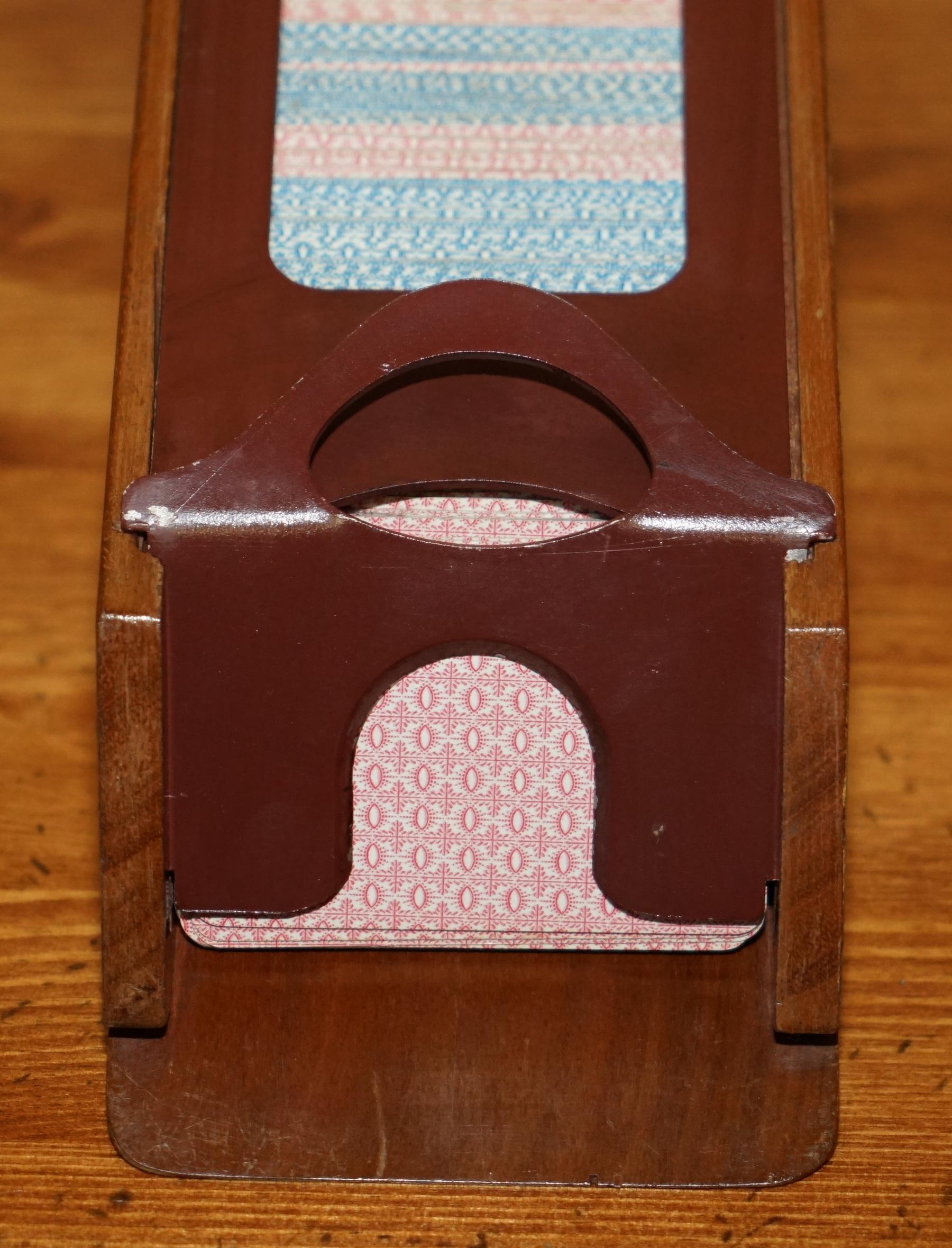 Wood NEW OLD STOCK BOXED ANTiQUE FRENCH LE BANQUIER BACCARAT MIXED CARD DISPENSER For Sale