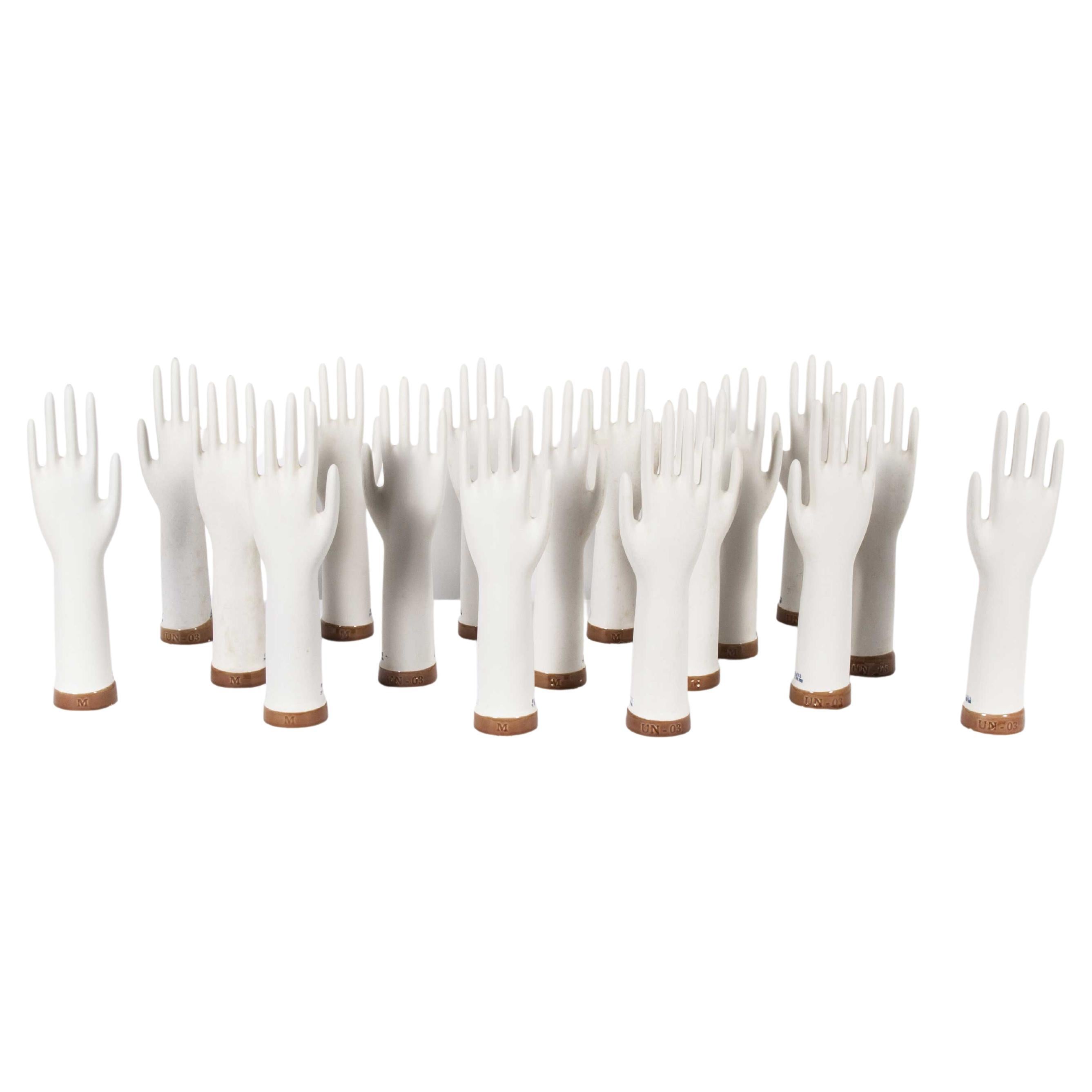 New Old Stock Ceramic Rubber Glove Hand Moulds, Singles 'Red Base' For Sale