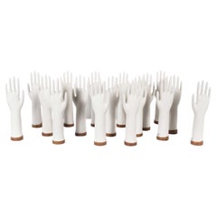 Retro New Old Stock Ceramic Rubber Glove Hand Moulds, Singles 'Red Base'