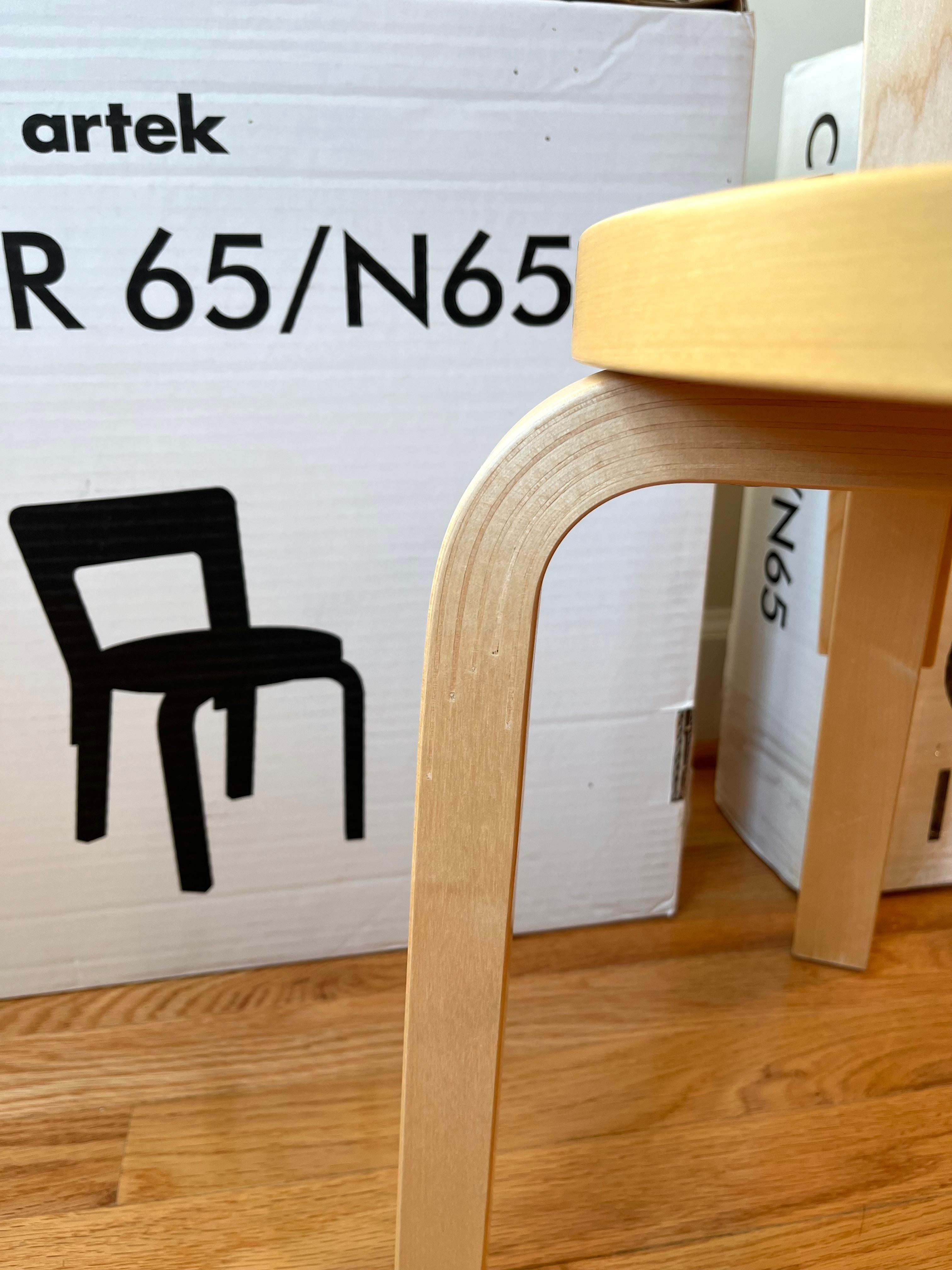 Mid-20th Century (New Old Stock) Chair N65 by Alvar Aalto for Artek (Red Linoleum)