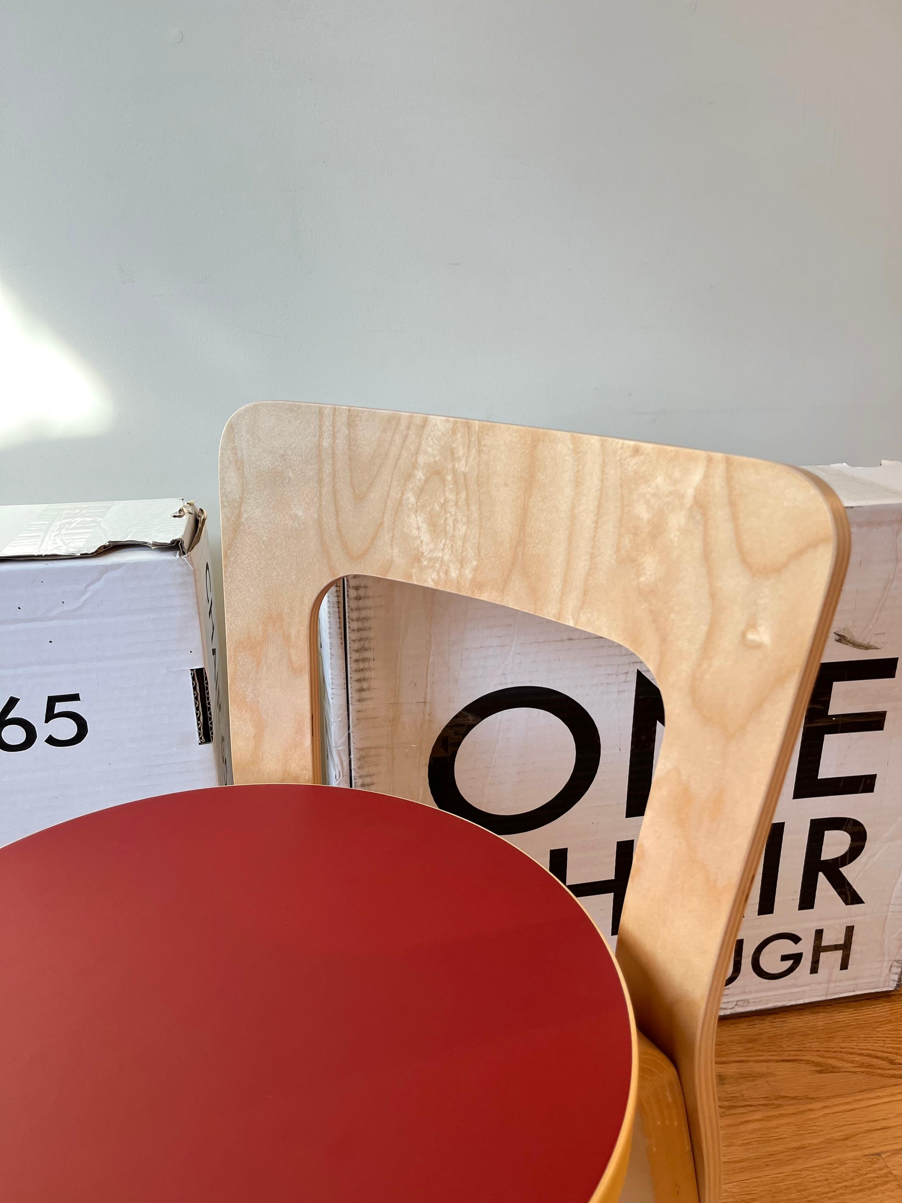 Bentwood (New Old Stock) Chair N65 by Alvar Aalto for Artek (Red Linoleum)