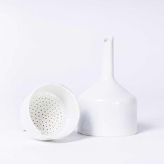 New Old Stock Heavy Ceramic White Funnels, Pair