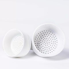 New Old Stock Heavy Ceramic White Funnels, Pair