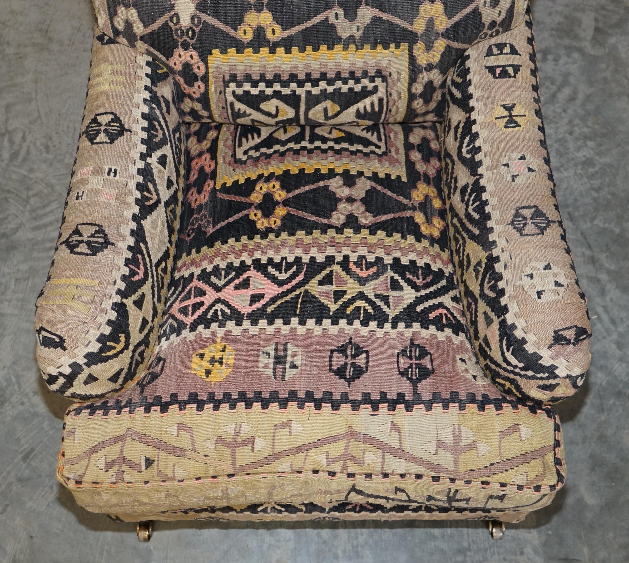 Upholstery New Old Stock Large George Smith Signature Scroll Arm Kilim Upholstered Armchair