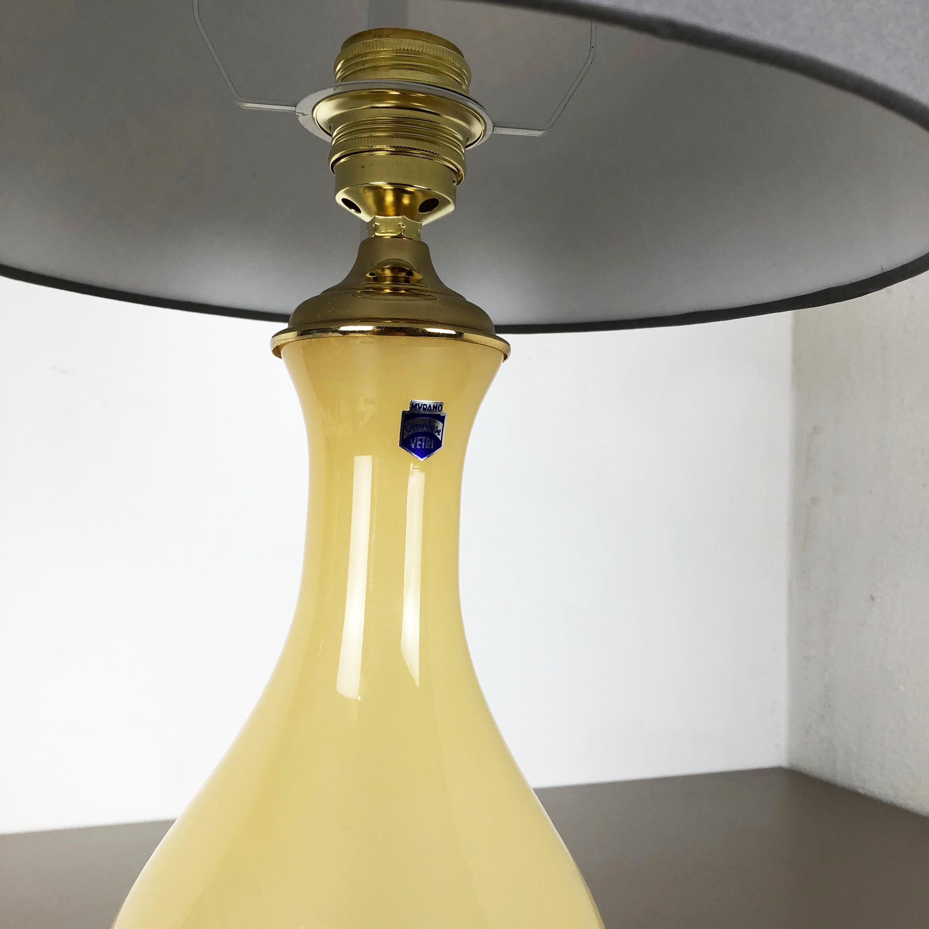 Metal New Old Stock, Large Opaline Murano Glass Table Desk Light Cenedese Vetri, 1960s For Sale