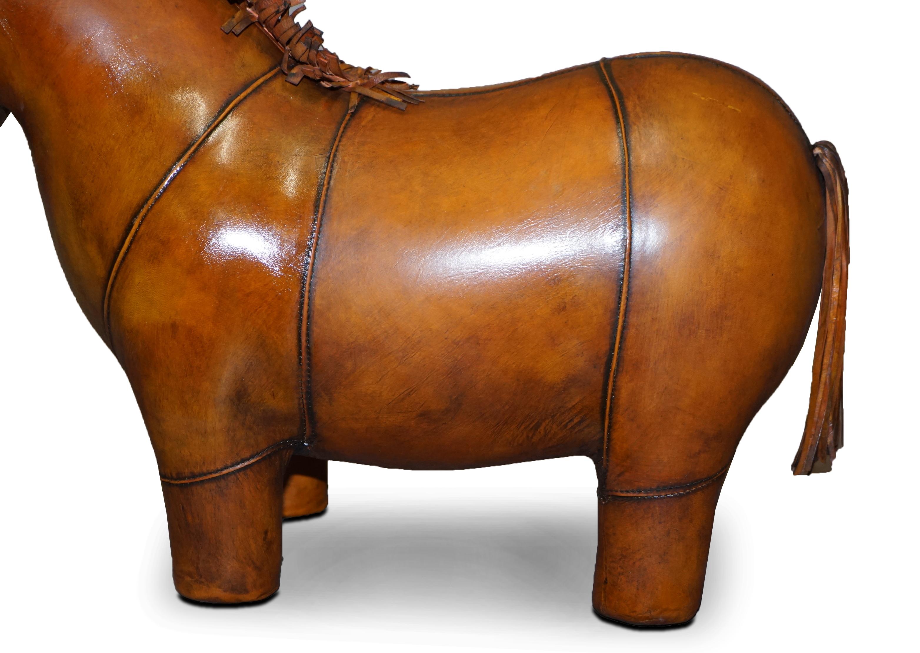 New Old Stock Liberty's London Omersa Style Brown Leather Footstool Pony Horse 4